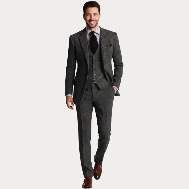 Garnitur Męski 3-Częściowy | Slim Fit | Marynarka, Kamizelka i Spodnie | Garnitur na Wesele i Ślub