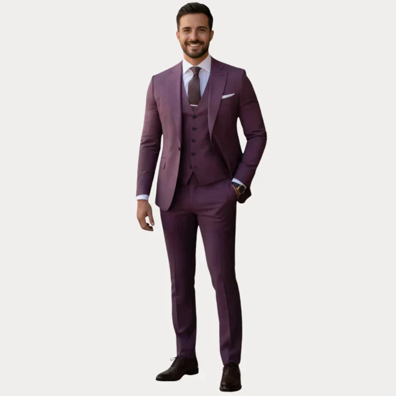 Garnitur Męski 3-Częściowy | Slim Fit | Marynarka, Kamizelka i Spodnie | Garnitur Ślubny na Wesele