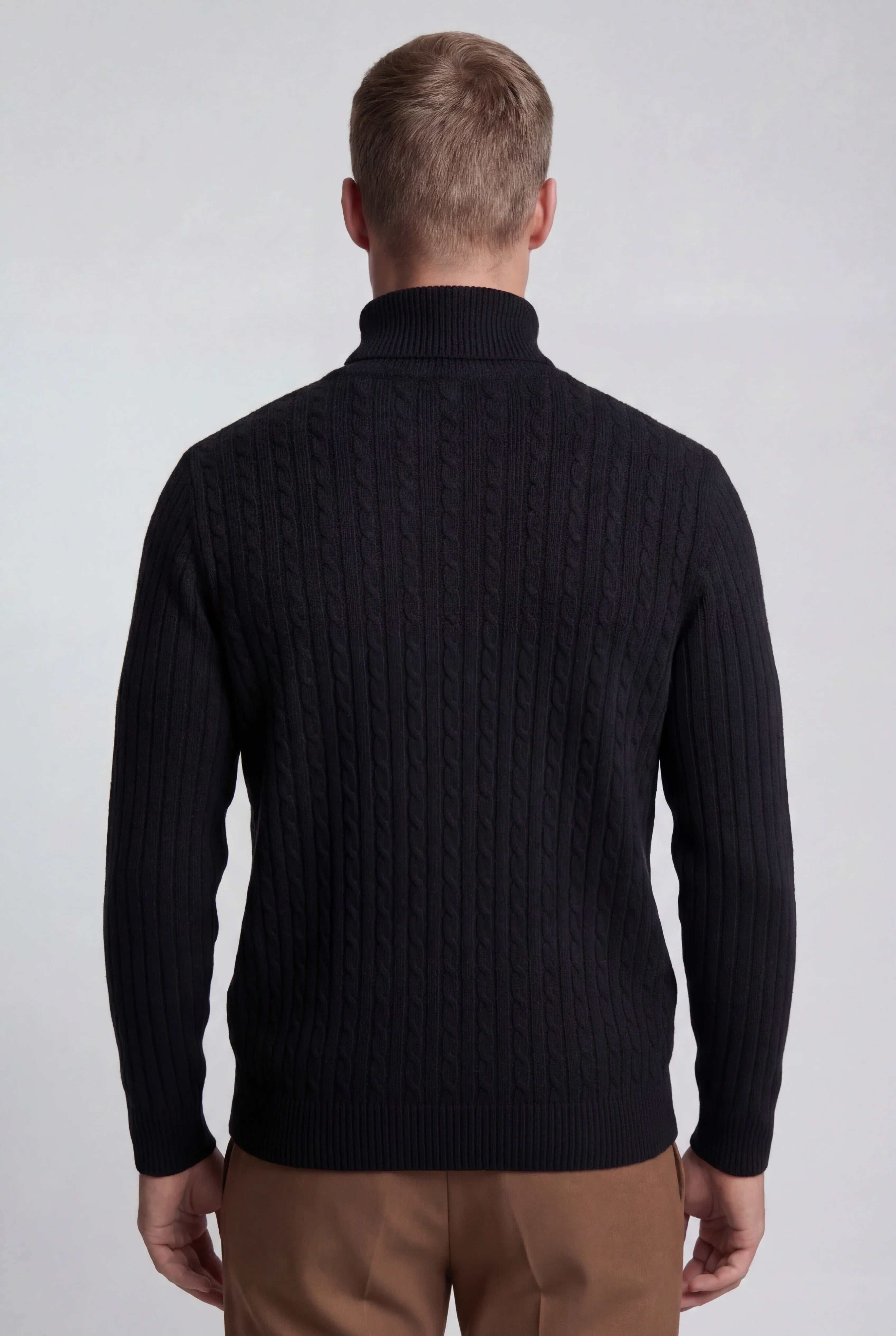 Męski Sweter z Golfem | Sweter Warkoczowy | Dzianinowy Golf Męski | Regularny Krój | Sweter na Jesień
