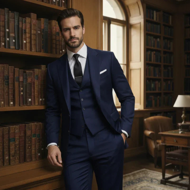 Garnitur Męski 3-Częściowy | Slim Fit | Marynarka, Kamizelka i Spodnie | Garnitur Ślubny na Wesele