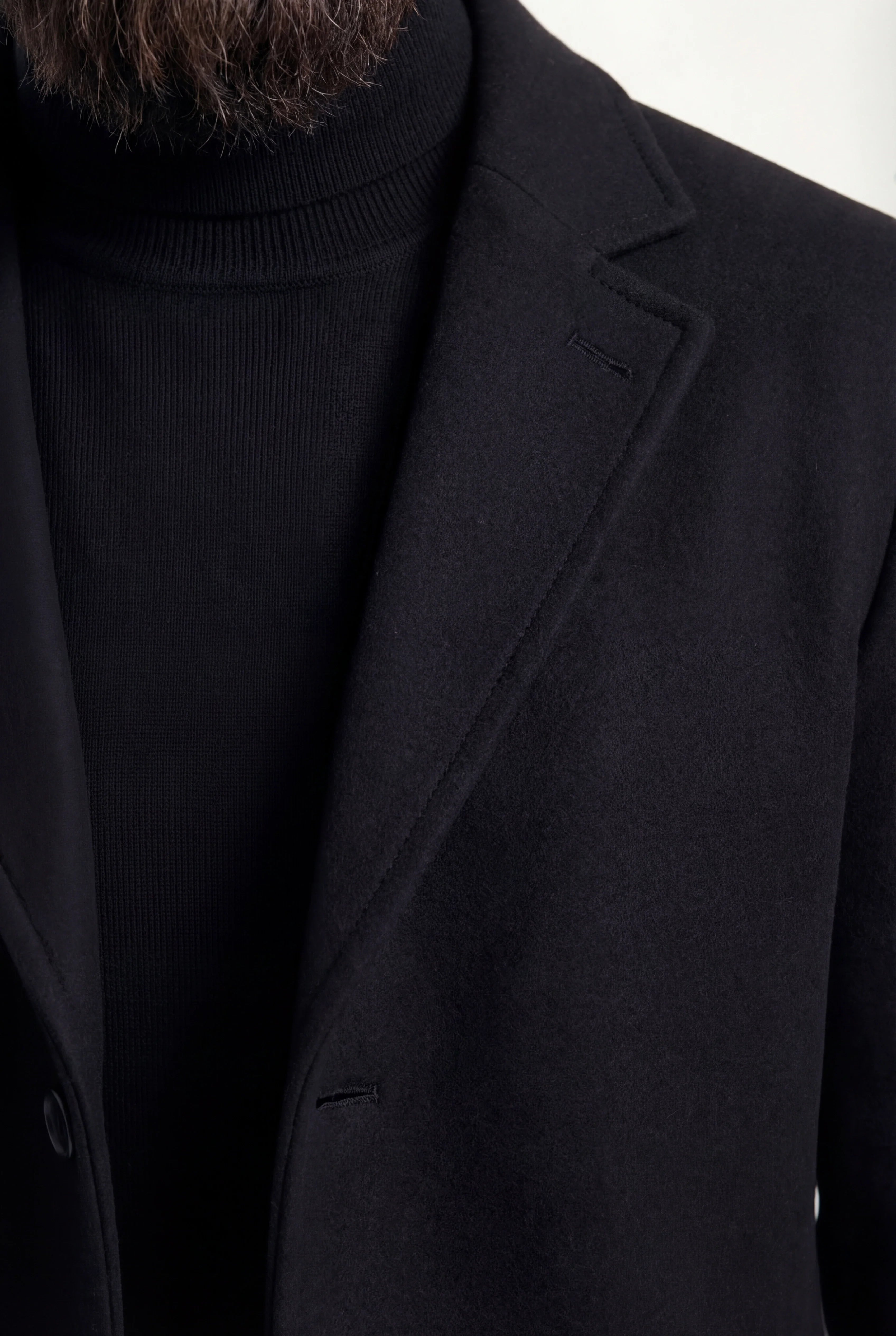 Płaszcz Męski Jednorzędowy | Czarny Płaszcz Męski | Długi Płaszcz | Elegancki Płaszcz Męski