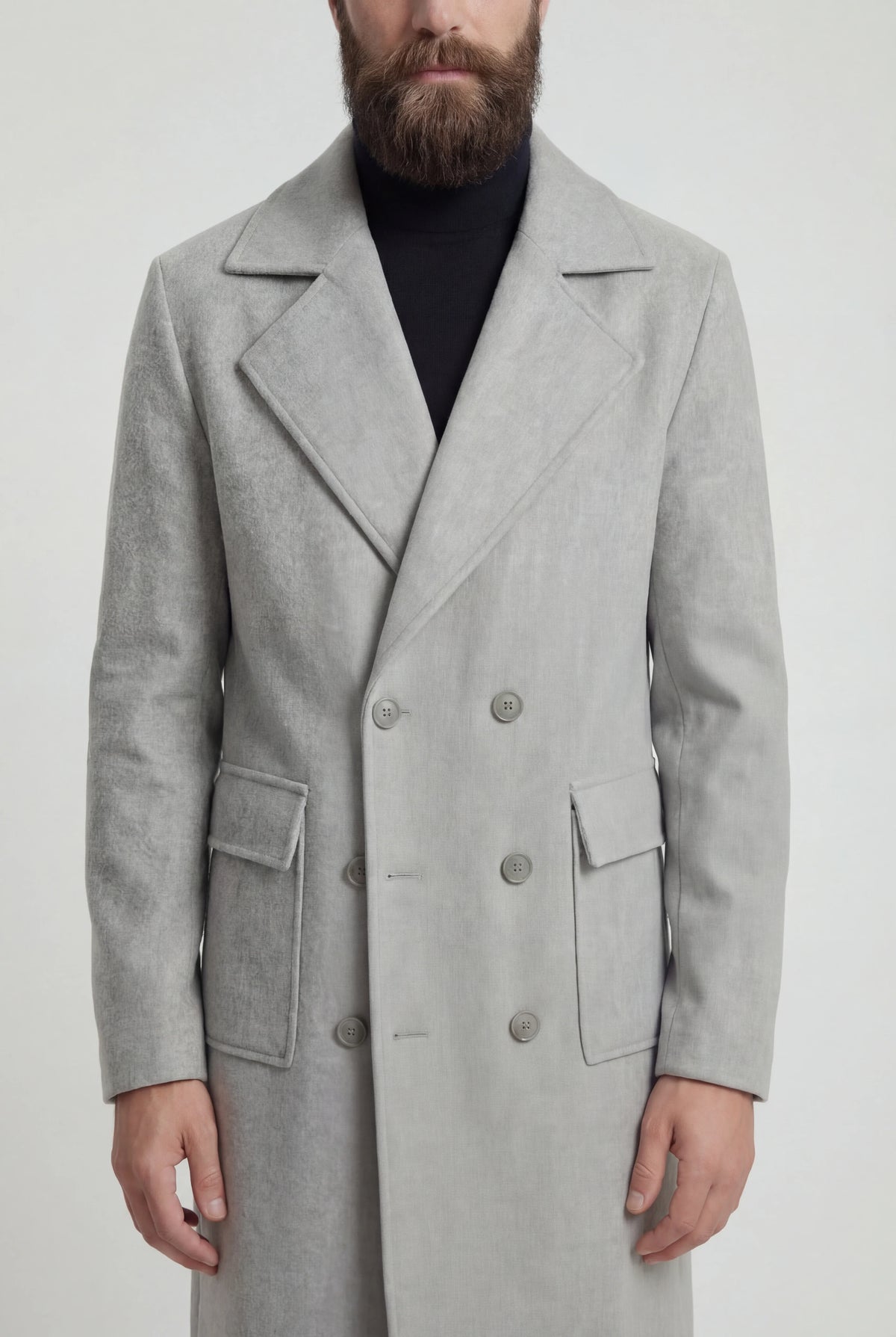 Płaszcz Męski Dwurzędowy | Elegancki Płaszcz Męski | Płaszcz do Kolan | Klasyczny Płaszcz Męski