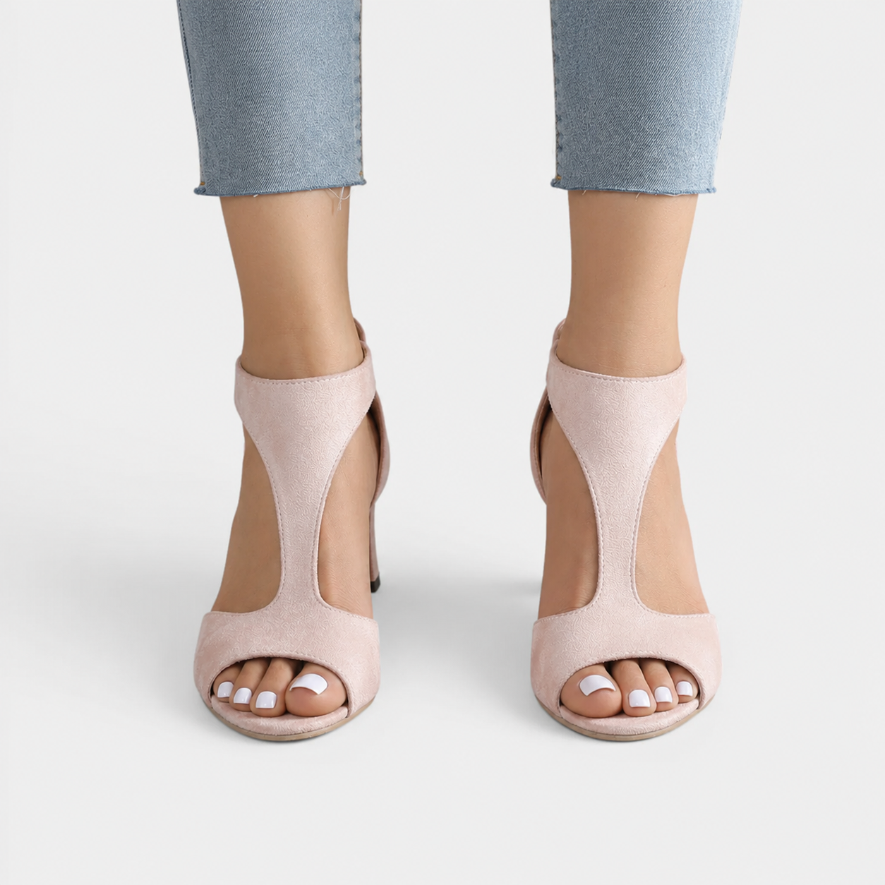 Sandały Damskie na Obcasie | Eleganckie Sandały | Wyściełana Wkładka | Buty na Wesele
