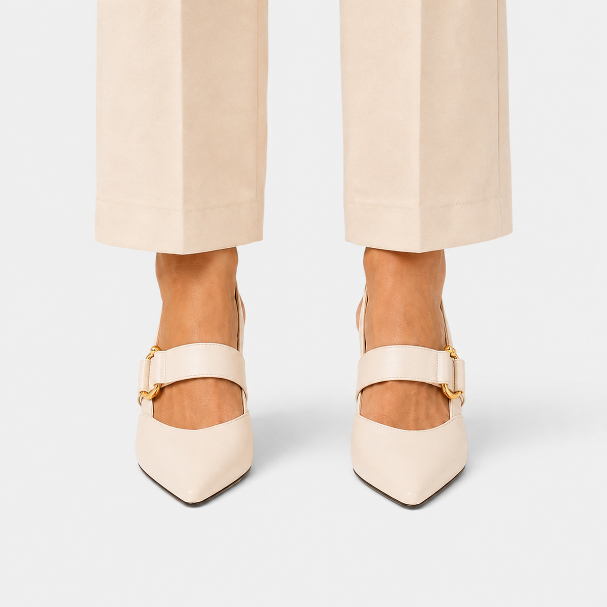 Damskie Czółenka z Paskiem | Obcas 6 cm | Czółenka ze Szpiczastym Noskiem | Eleganckie Buty Damskie