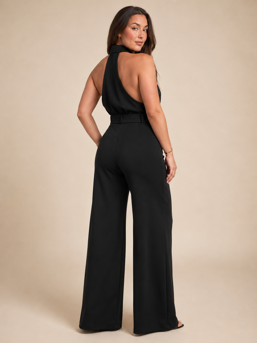 Kombinezon Damski Halter | Spodnie Palazzo | Szerokie Nogawki | Elegancki Kombinezon Damski