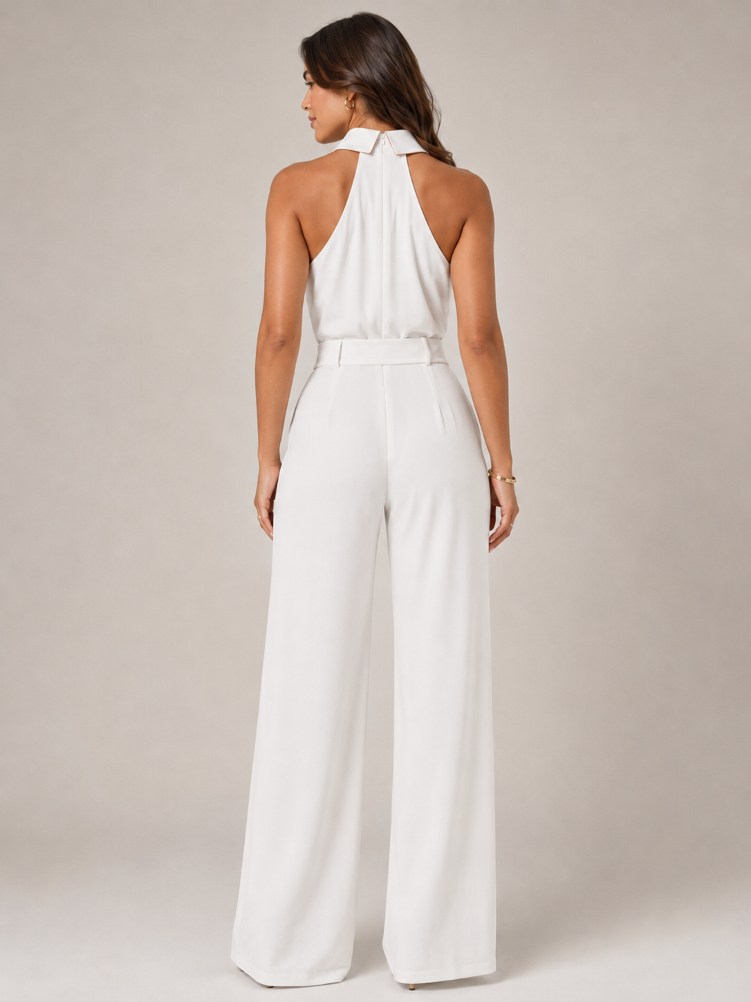 Kombinezon Damski Halter | Spodnie Palazzo | Szerokie Nogawki | Elegancki Kombinezon Damski