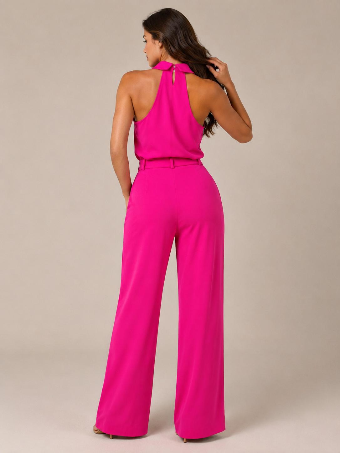 Kombinezon Damski Halter | Spodnie Palazzo | Szerokie Nogawki | Elegancki Kombinezon Damski