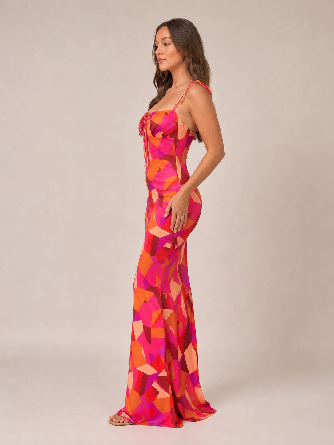 Niebieska Sukienka Maxi w Kwiaty | Sukienka Damska | Detale Kokardy | Elegancka Sukienka Letnia