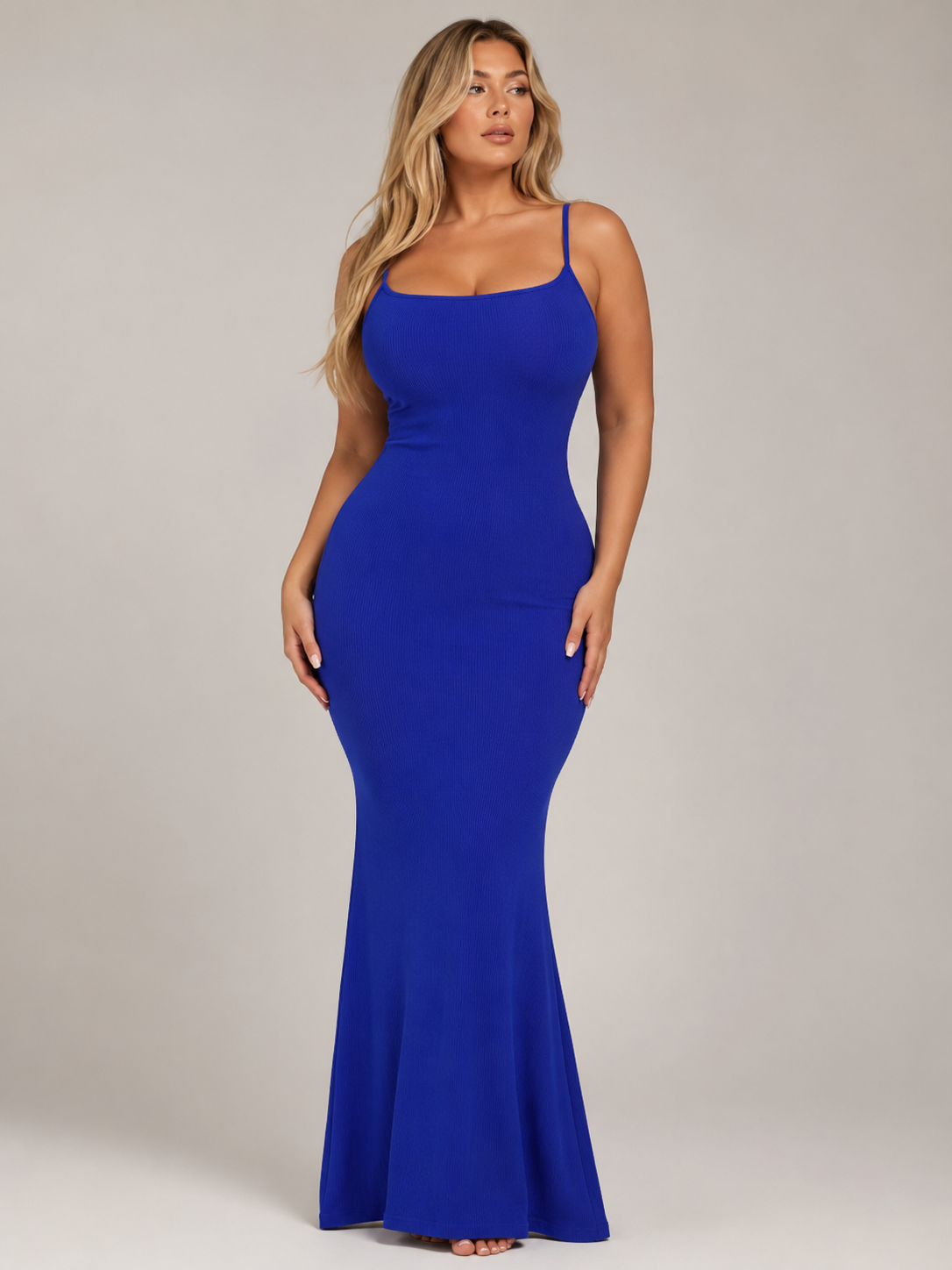Modelująca Sukienka Maxi Damska | Wbudowany Shapewear | Dopasowany Krój | Spaghetti Ramiączka