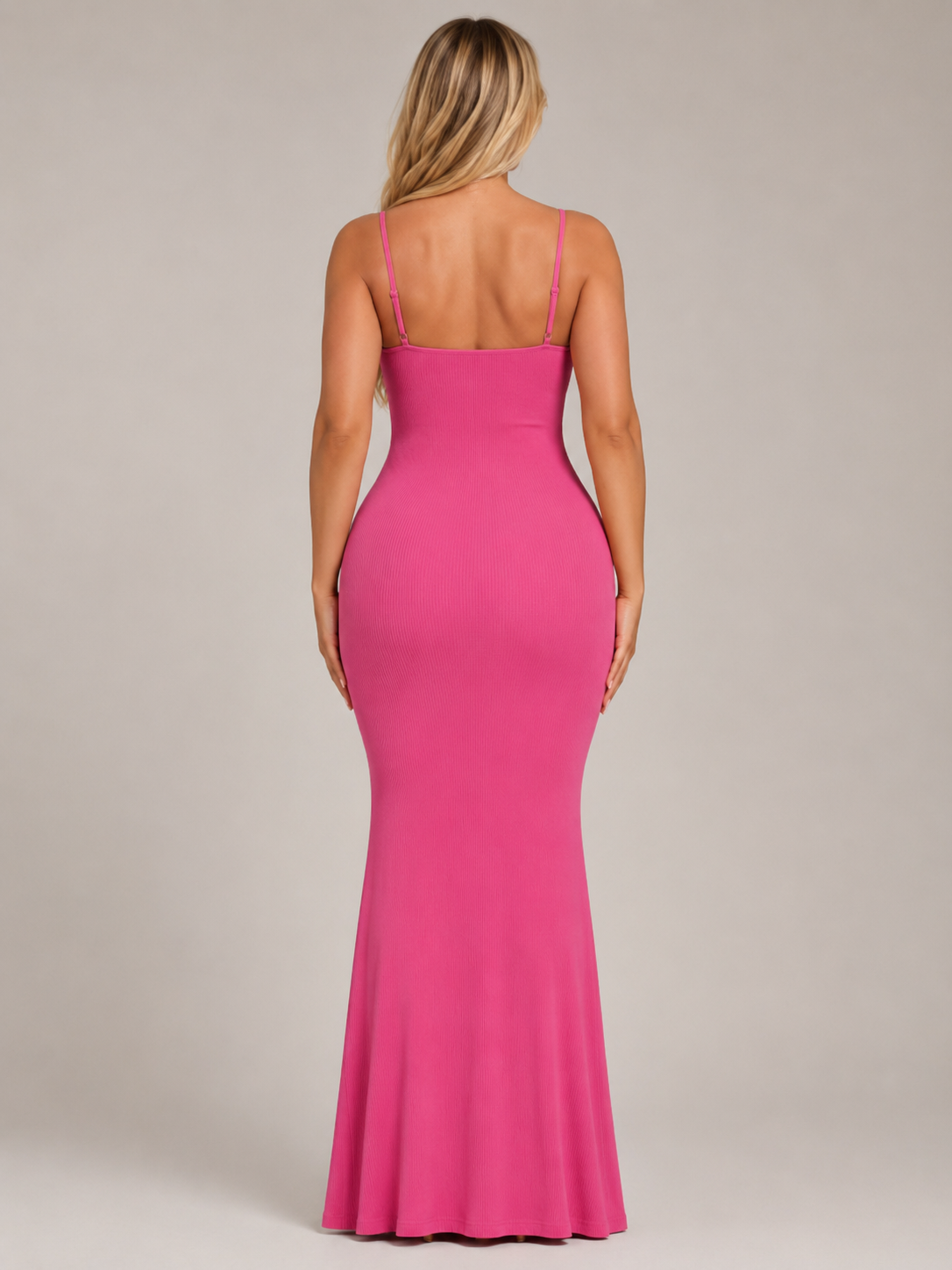 Modelująca Sukienka Maxi Damska | Wbudowany Shapewear | Dopasowany Krój | Spaghetti Ramiączka