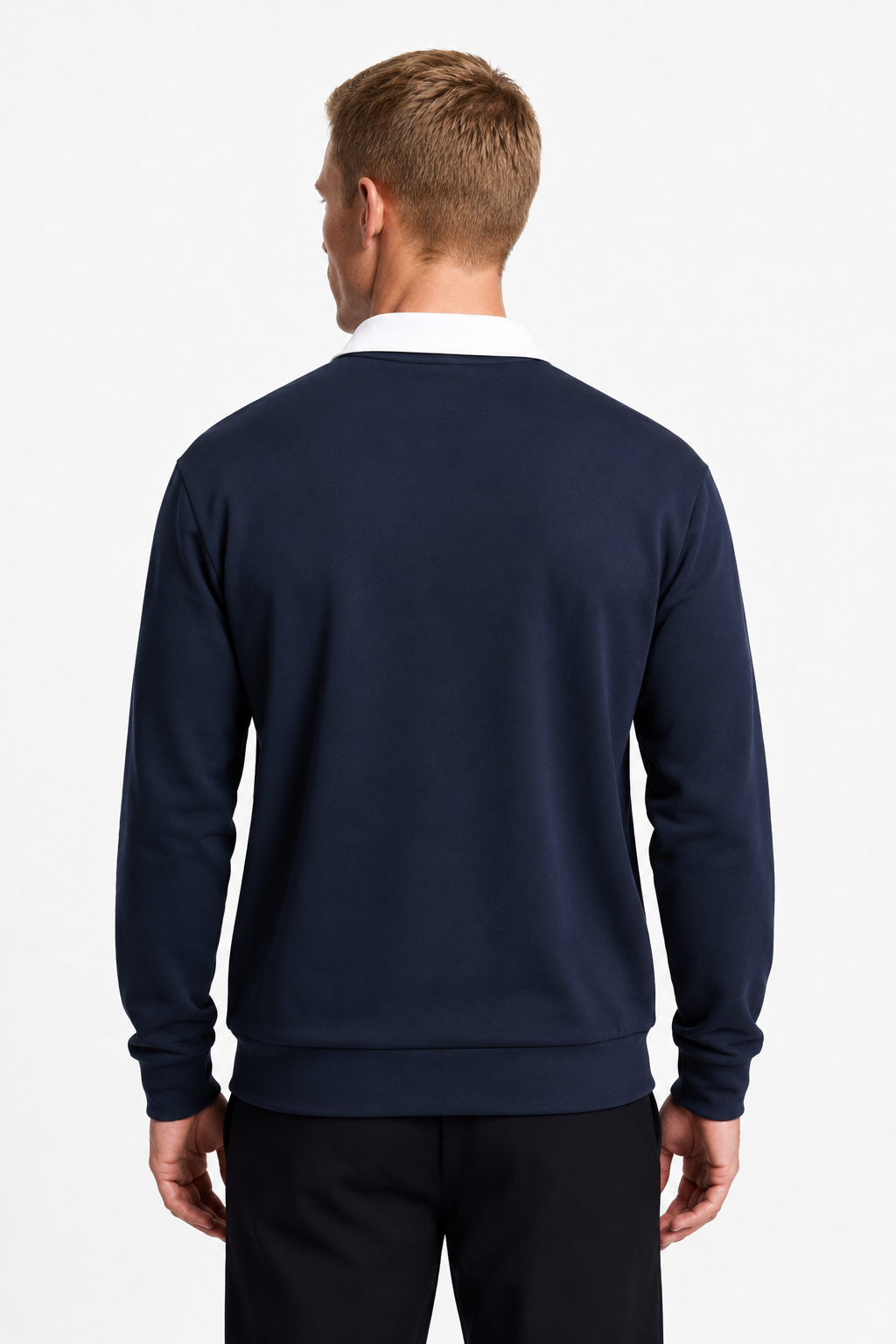 Męska Bluza Polo | Polarowa Bluza Męska | Kontrastowy Kołnierzyk | Regularny Krój | Ciepła Bluza Męska