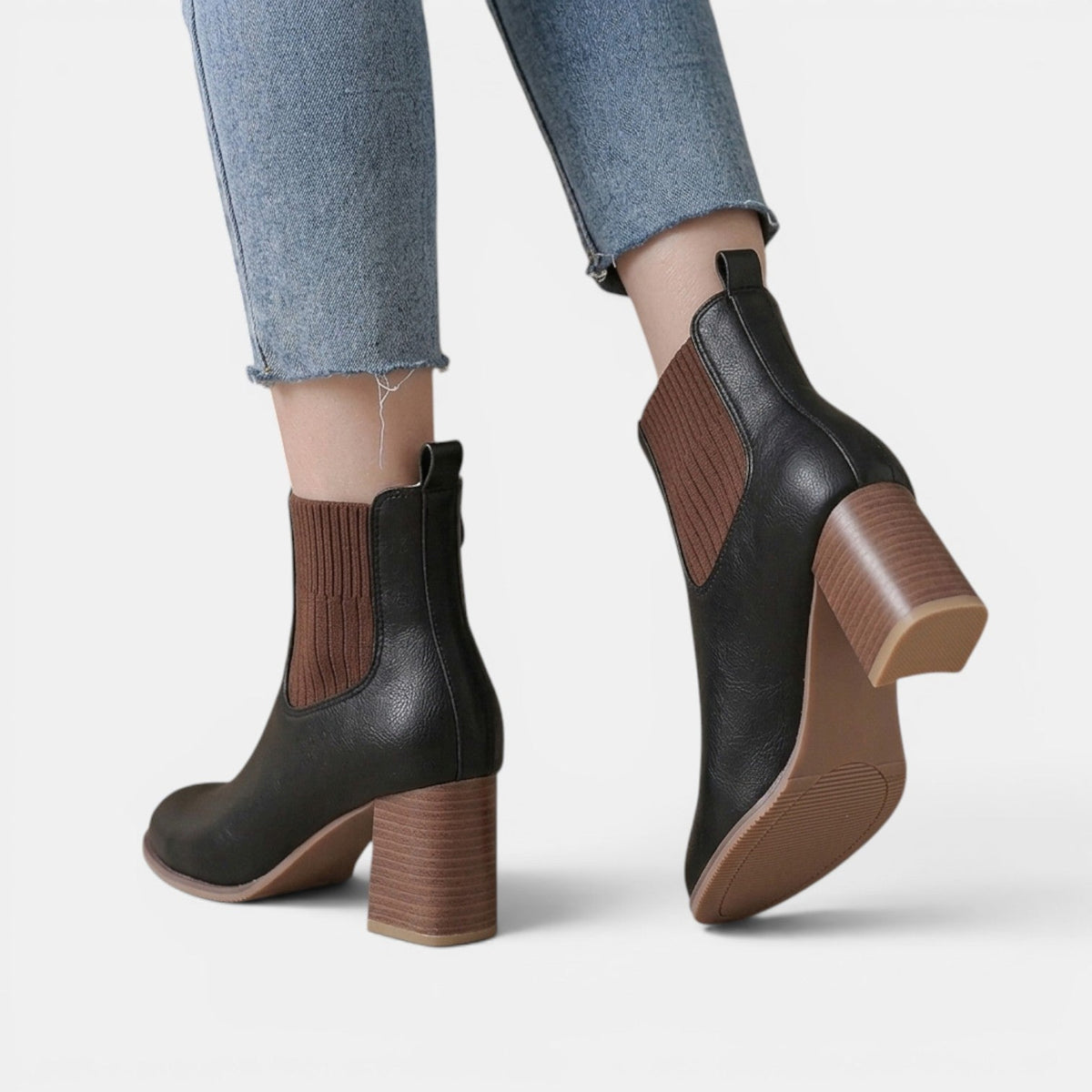Botki Damskie na Obcasie | Elastyczna Cholewka | Botki za Kostkę | Eleganckie Buty na Jesień