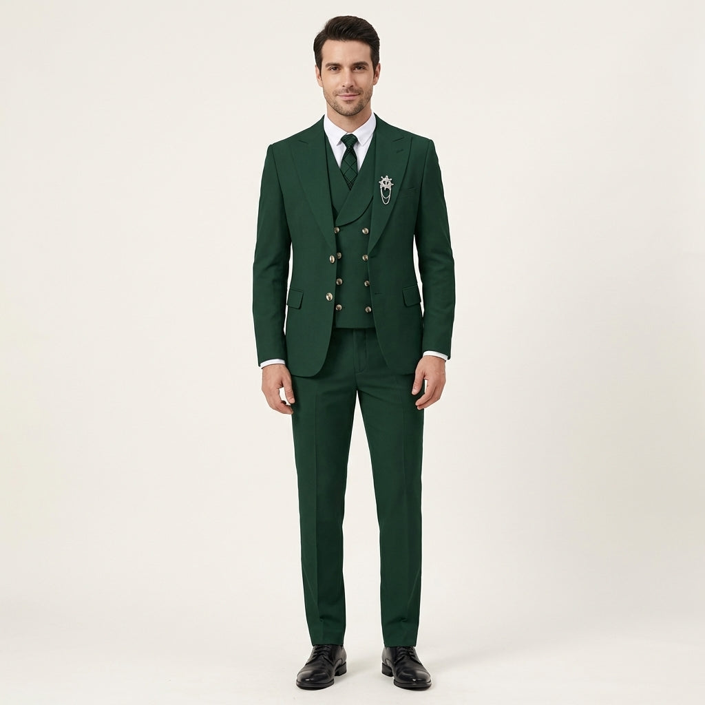Garnitur Męski 3-Częściowy | Slim Fit | Marynarka, Kamizelka i Spodnie | Garnitur na Wesele i Ślub