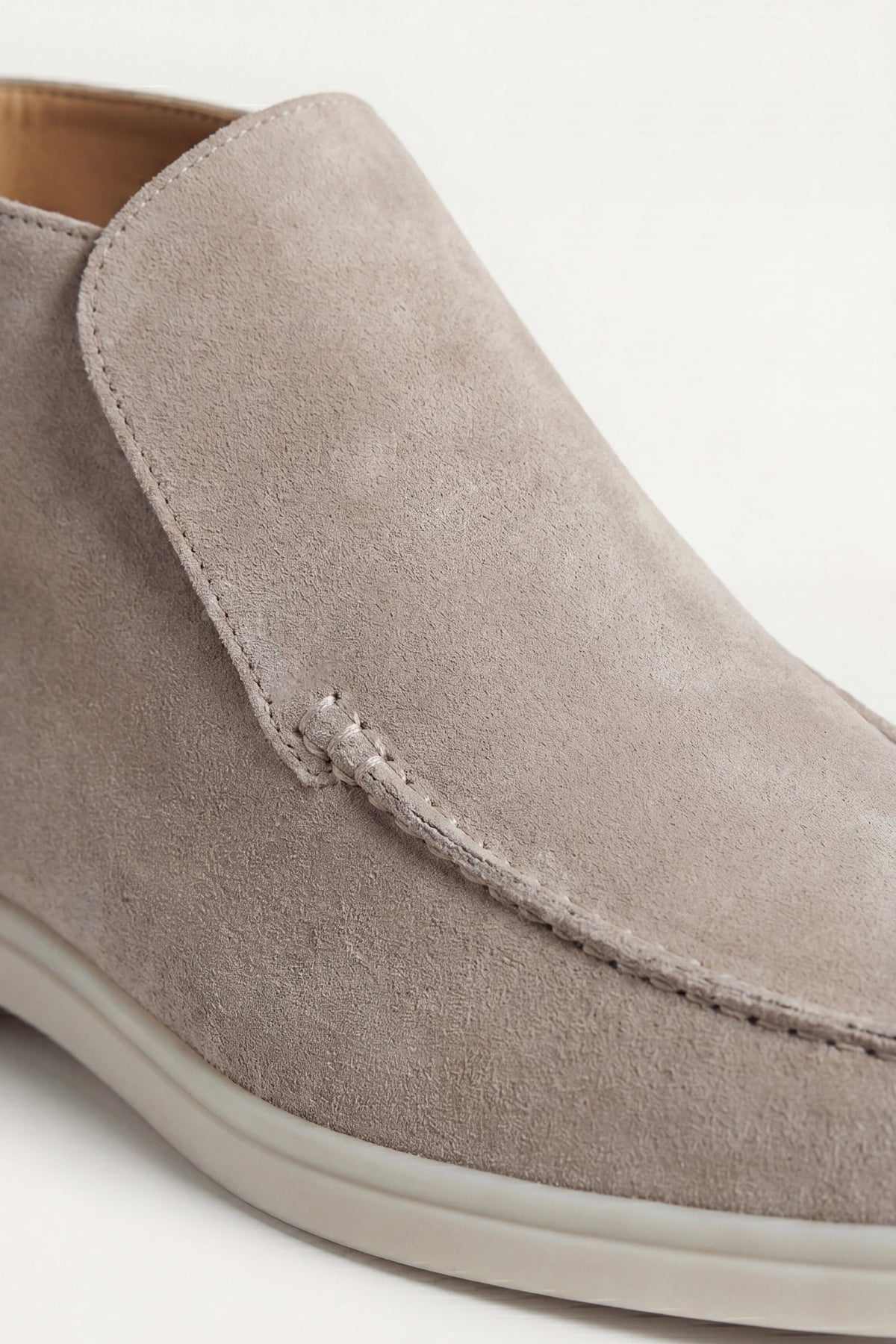 Taupe Mokasyny High Top | Wysokie Mokasyny Zamszowe | Skóra Cielęca | Eleganckie Buty