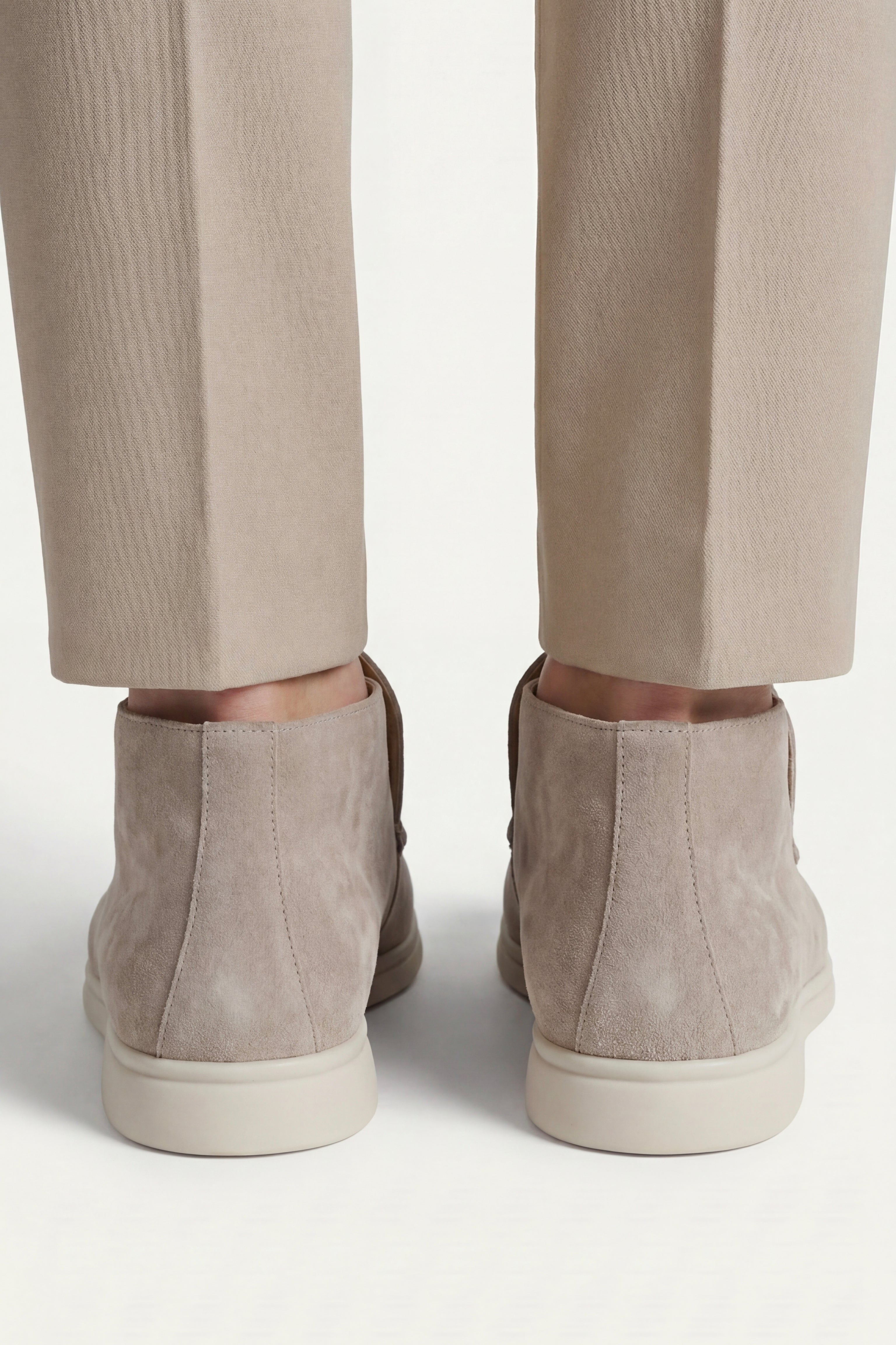 Taupe Mokasyny High Top | Wysokie Mokasyny Zamszowe | Skóra Cielęca | Eleganckie Buty
