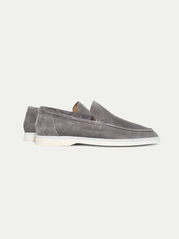 Szare Mokasyny Zamszowe | Mokasyny ze Skóry Cielęcej | Klasyczne Loafersy | Eleganckie Buty