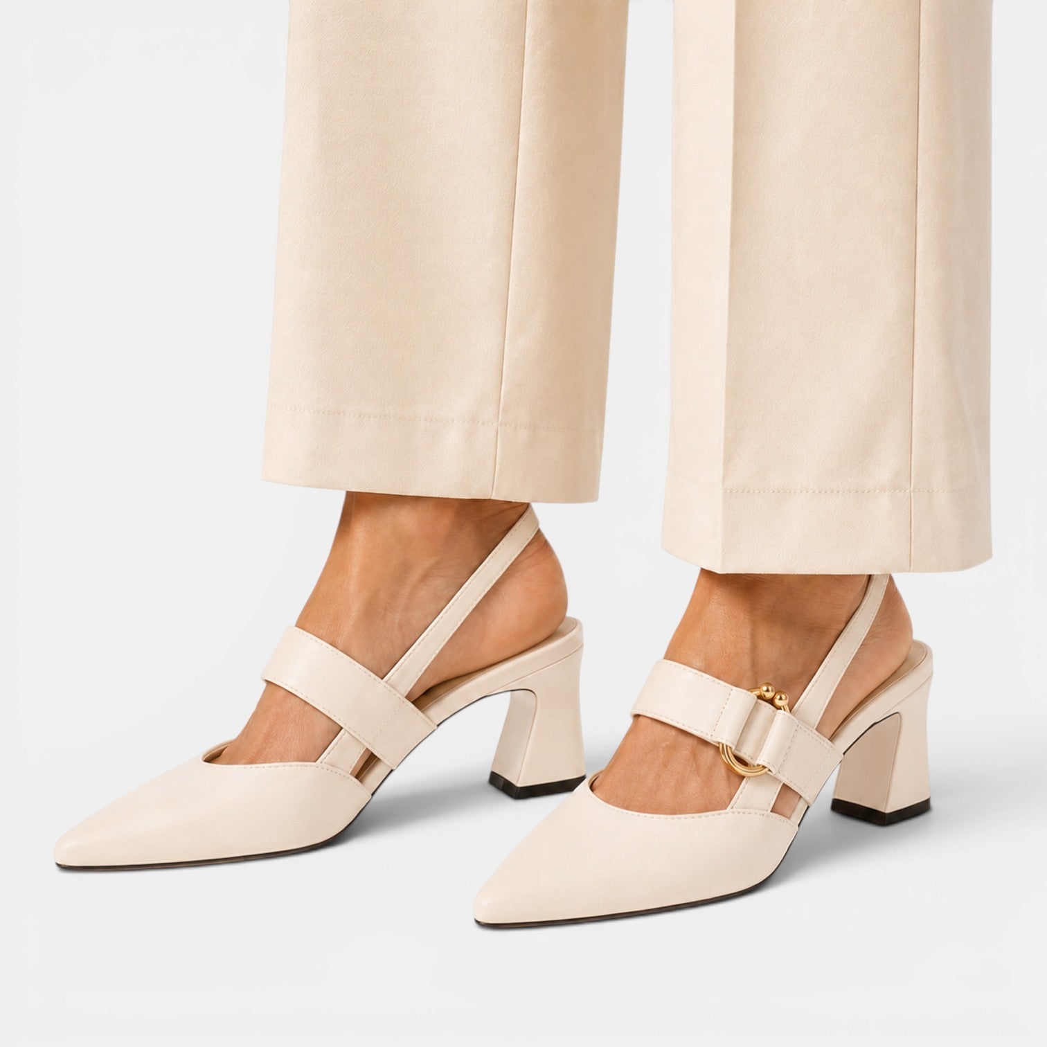 Damskie Czółenka z Paskiem | Obcas 6 cm | Czółenka ze Szpiczastym Noskiem | Eleganckie Buty Damskie