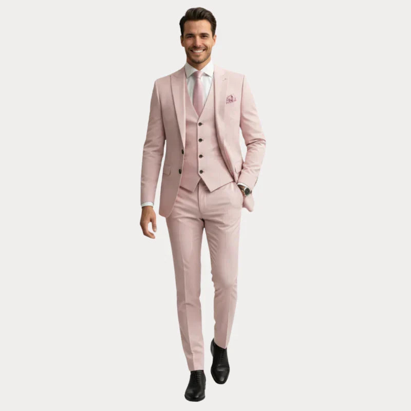 Garnitur Męski 3-Częściowy | Slim Fit | Marynarka, Kamizelka i Spodnie | Garnitur Ślubny na Wesele