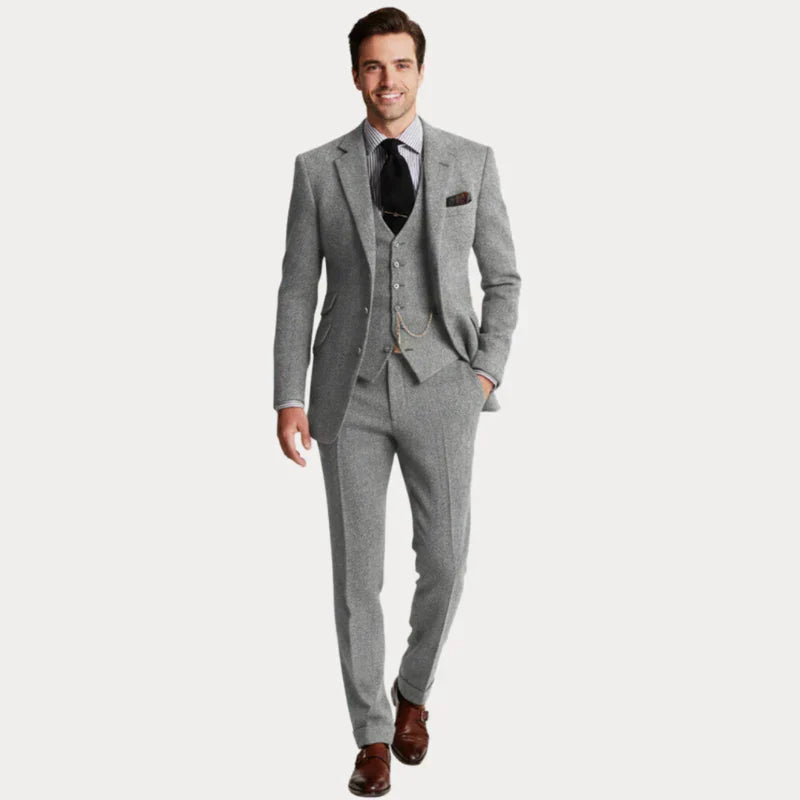 Garnitur Męski 3-Częściowy | Slim Fit | Marynarka, Kamizelka i Spodnie | Garnitur na Wesele i Ślub