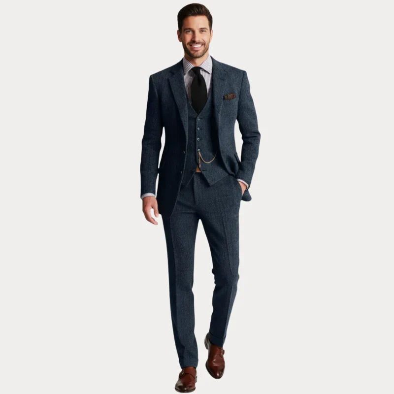 Garnitur Męski 3-Częściowy | Slim Fit | Marynarka, Kamizelka i Spodnie | Garnitur na Wesele i Ślub