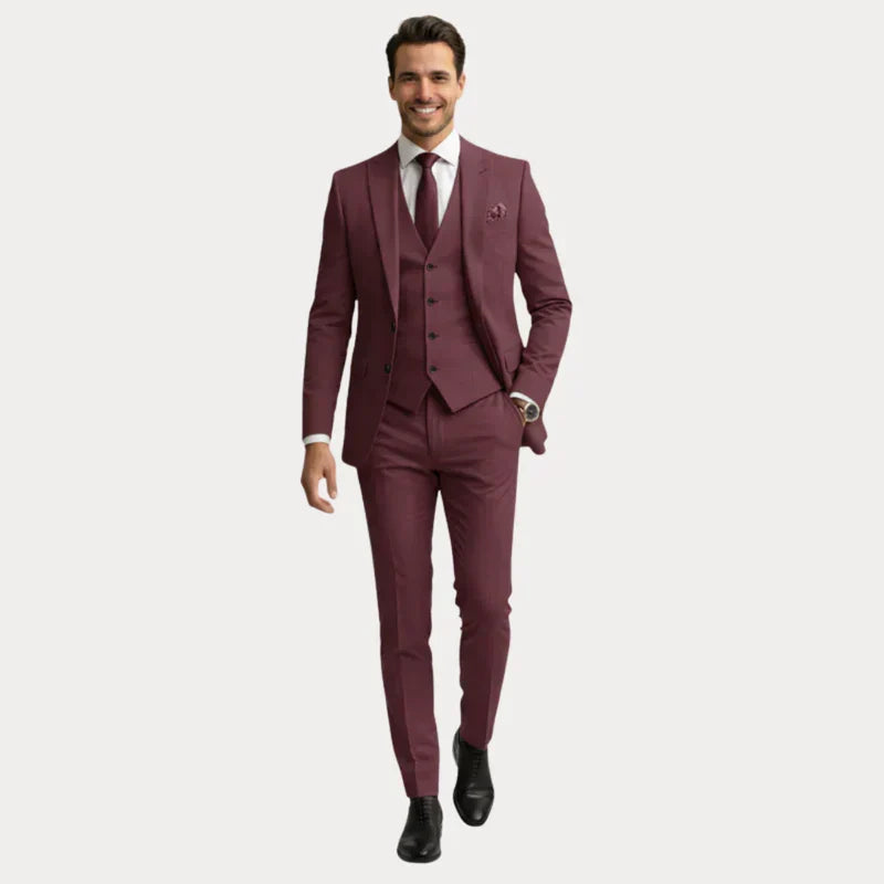 Garnitur Męski 3-Częściowy | Slim Fit | Marynarka, Kamizelka i Spodnie | Garnitur Ślubny na Wesele