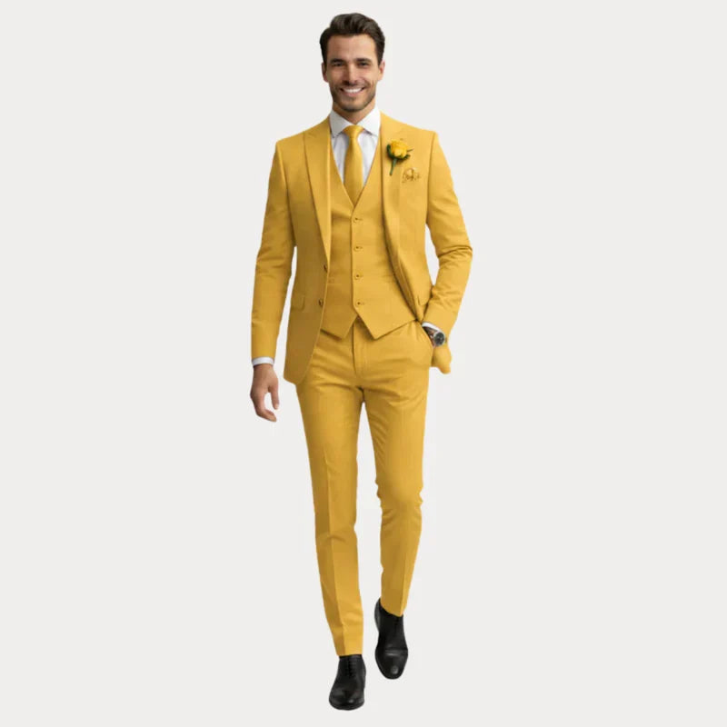 Garnitur Męski 3-Częściowy | Slim Fit | Marynarka, Kamizelka i Spodnie | Garnitur Ślubny na Wesele