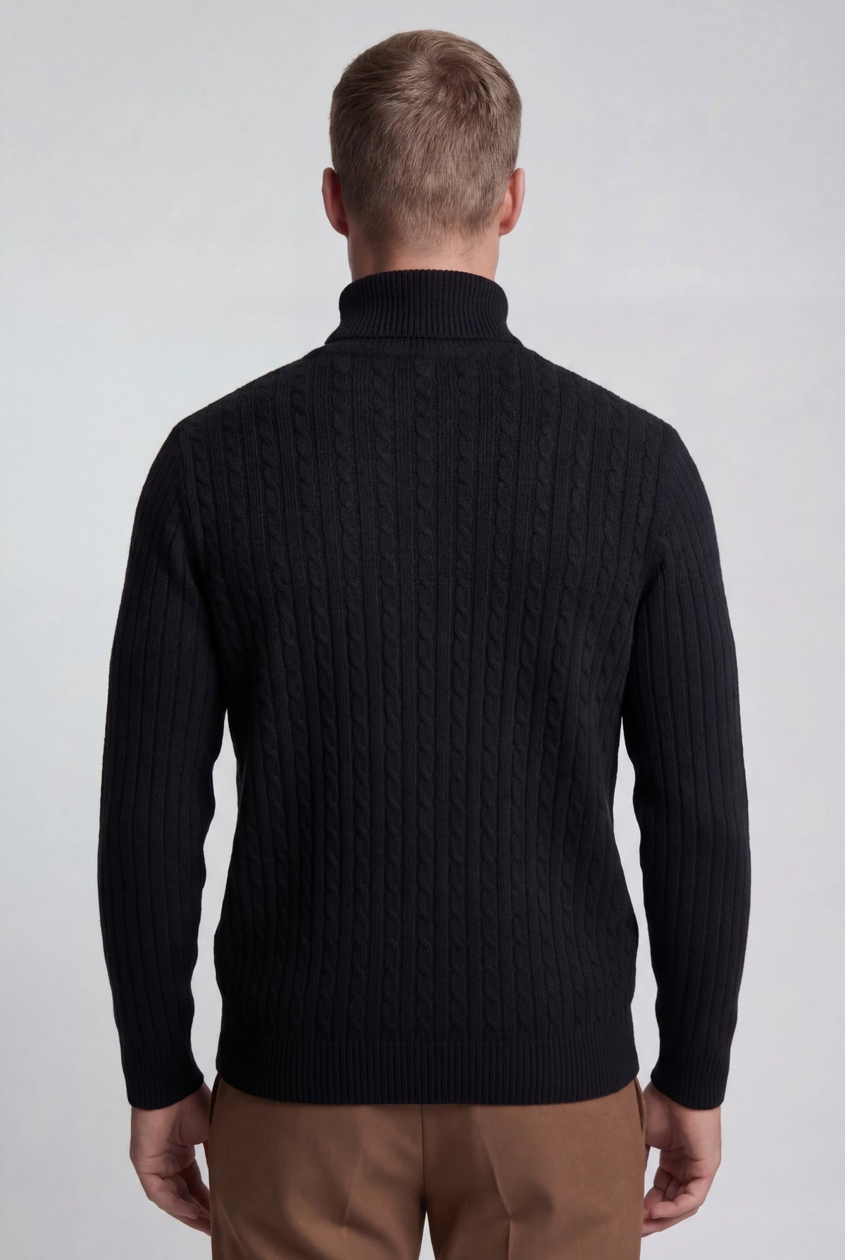 Męski Sweter z Golfem | Sweter Warkoczowy | Dzianinowy Golf Męski | Regularny Krój | Sweter na Jesień