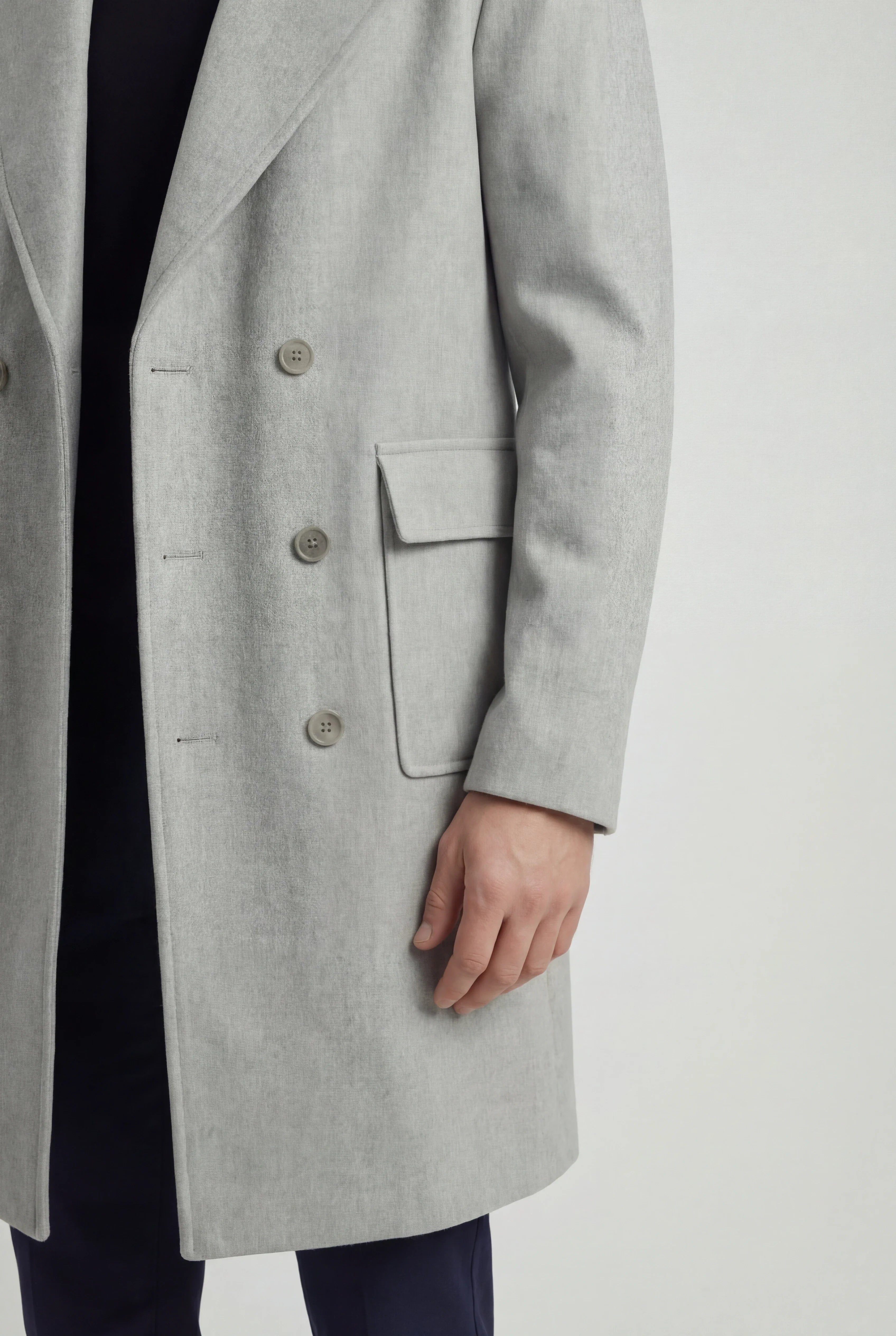 Płaszcz Męski Dwurzędowy | Elegancki Płaszcz Męski | Płaszcz do Kolan | Klasyczny Płaszcz Męski