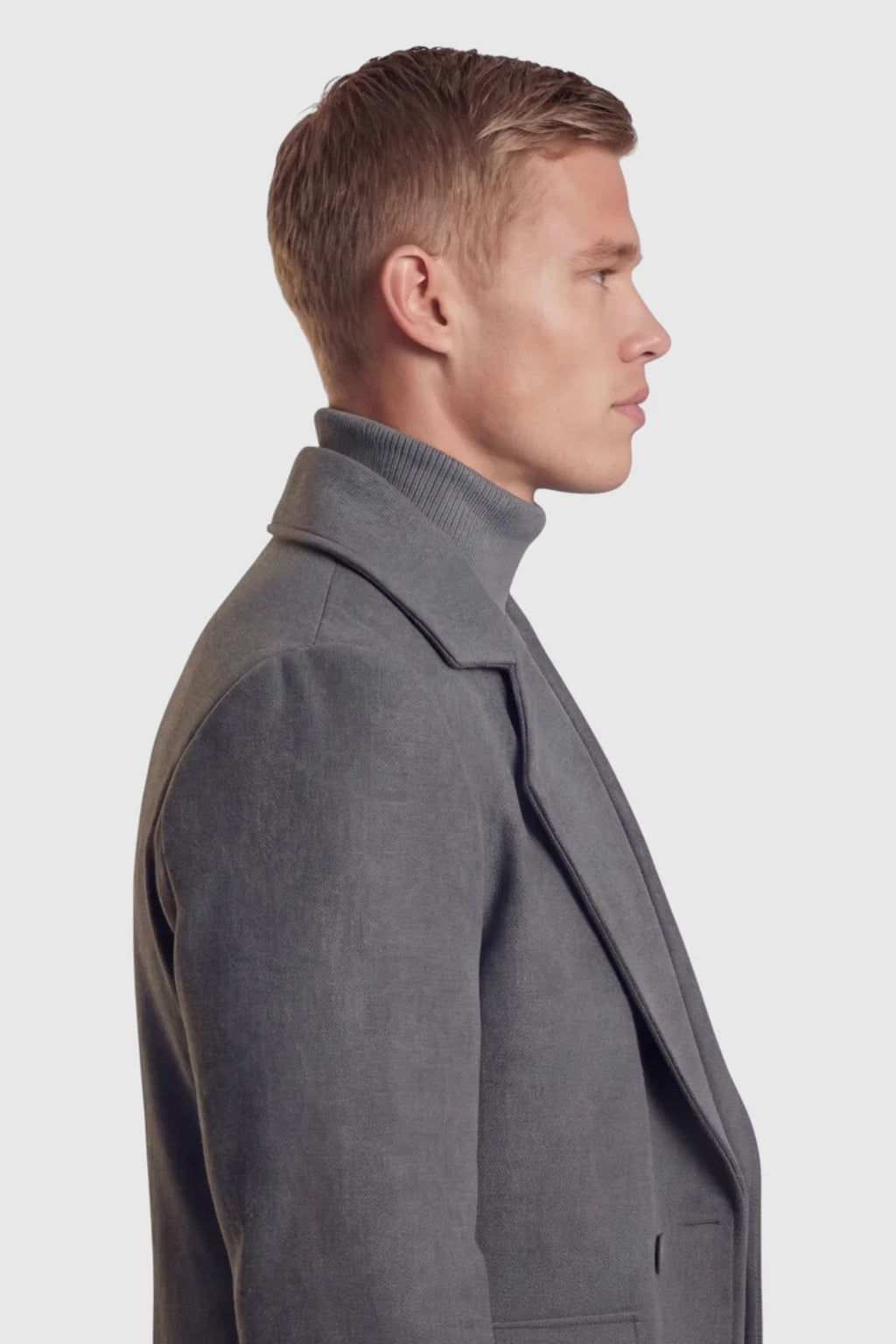 Płaszcz Wełniany Męski | Dwurzędowy Płaszcz Męski | Szary Płaszcz | Elegancki Płaszcz Męski