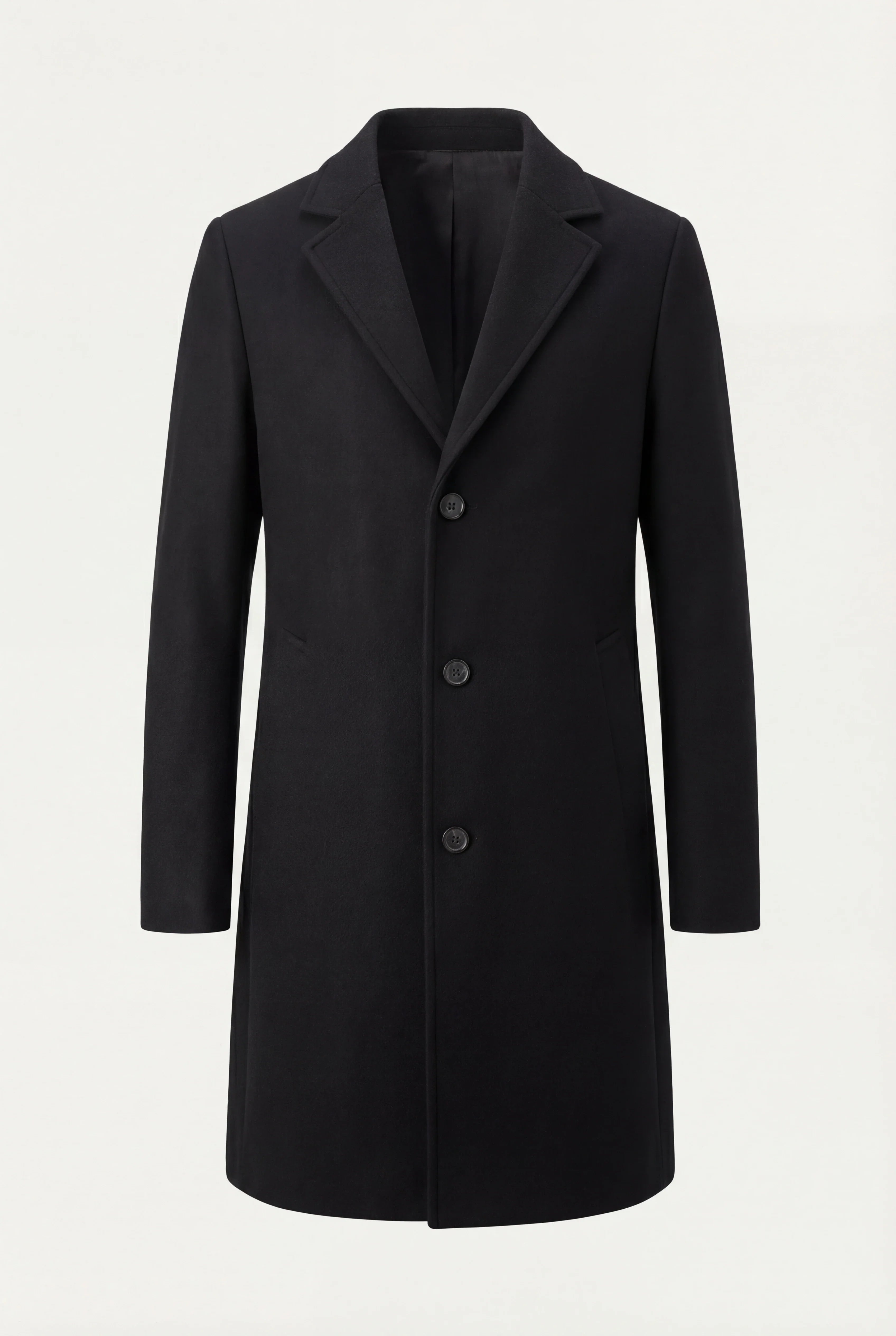 Płaszcz Męski Jednorzędowy | Czarny Płaszcz Męski | Długi Płaszcz | Elegancki Płaszcz Męski