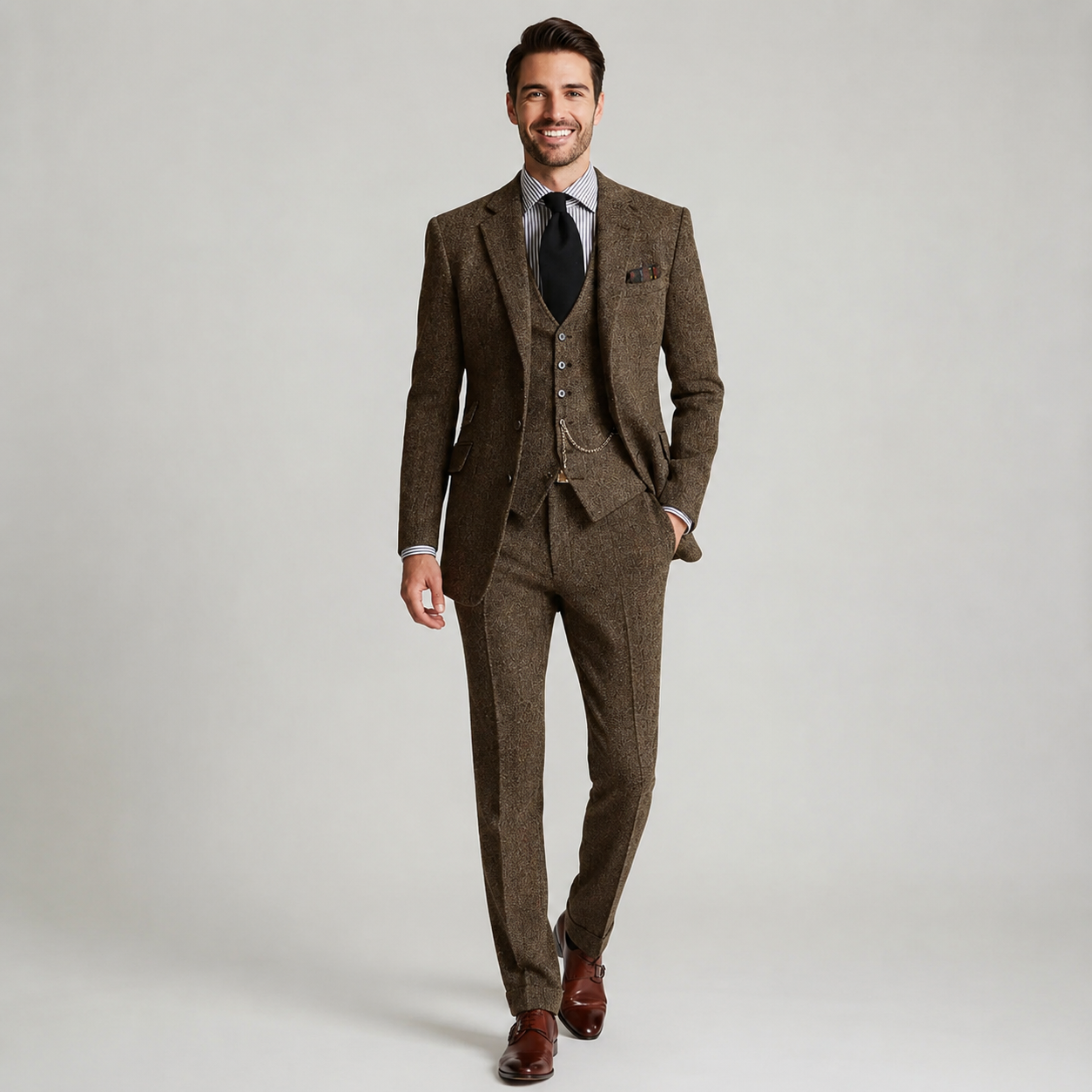 Garnitur Męski 3-Częściowy | Slim Fit | Marynarka, Kamizelka i Spodnie | Garnitur na Wesele i Ślub
