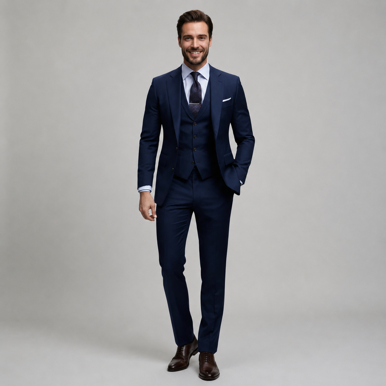 Garnitur Męski 3-Częściowy | Slim Fit | Marynarka, Kamizelka i Spodnie | Garnitur Ślubny na Wesele