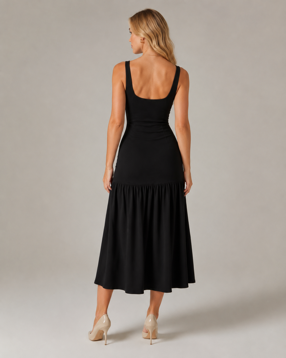 Sukienka Maxi Damska | Marszczona Spódnica | Szerokie Ramiączka | Elegancka Sukienka na Wesele