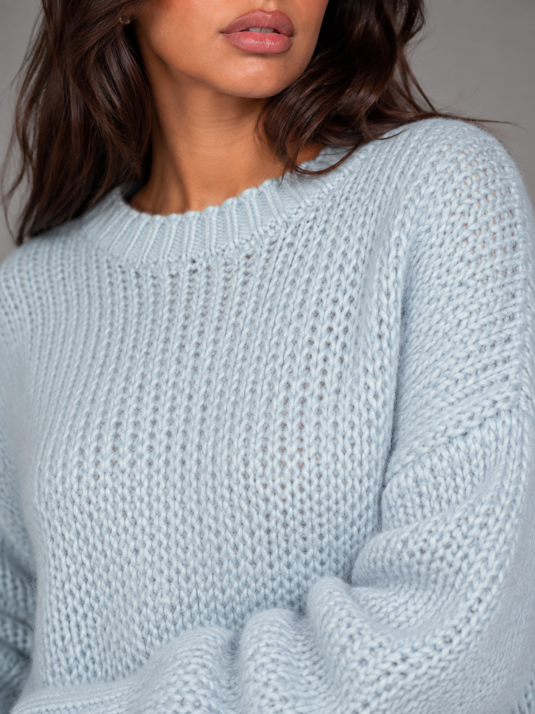Różowy Sweter Damski Oversize | Gruby Sweter Damski | Okrągły Dekolt | Ciepły Sweter Jesienny
