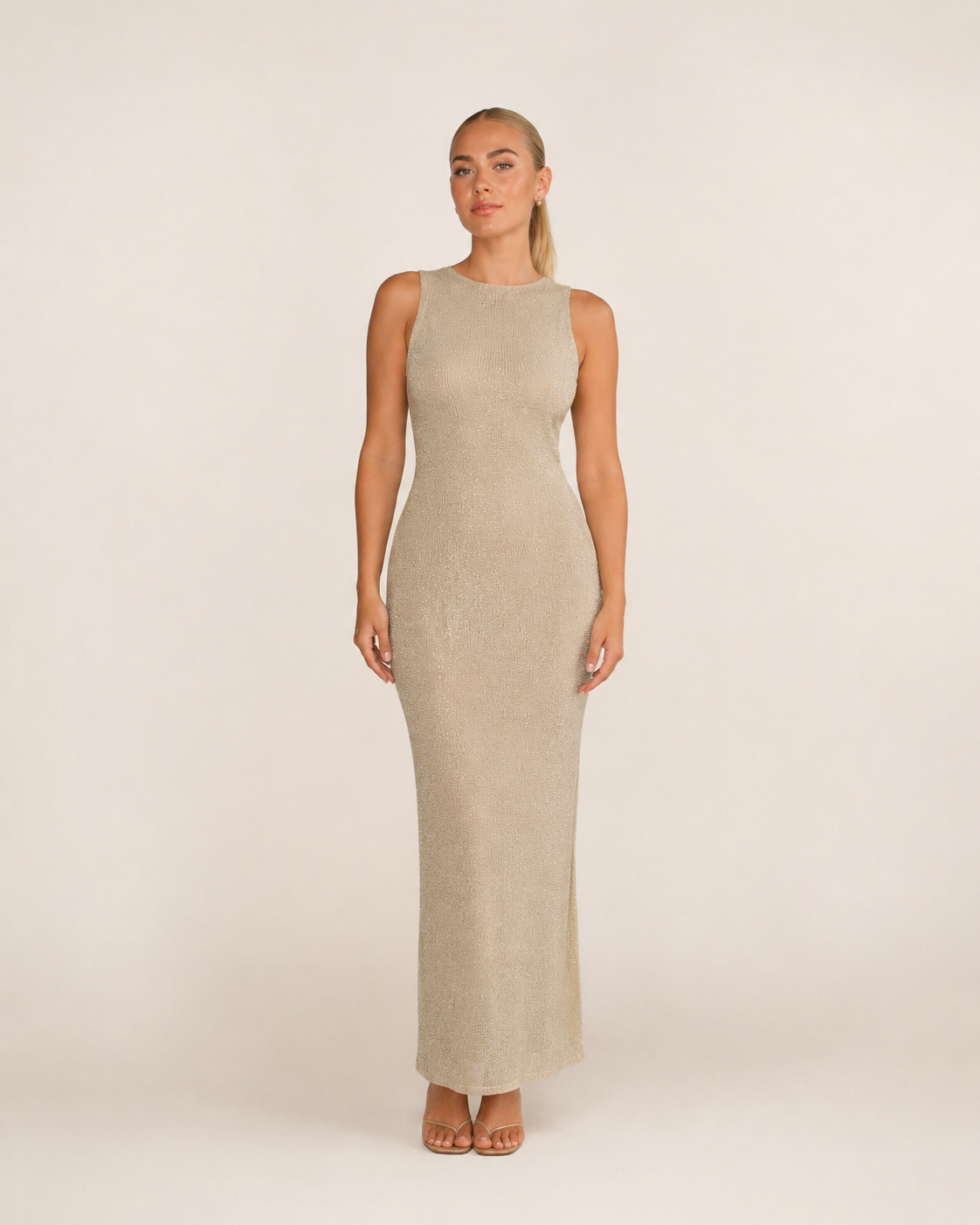 Błyszcząca Sukienka Wieczorowa | Dopasowana Sukienka Maxi | Elegancka Sukienka Damska | Na Galę