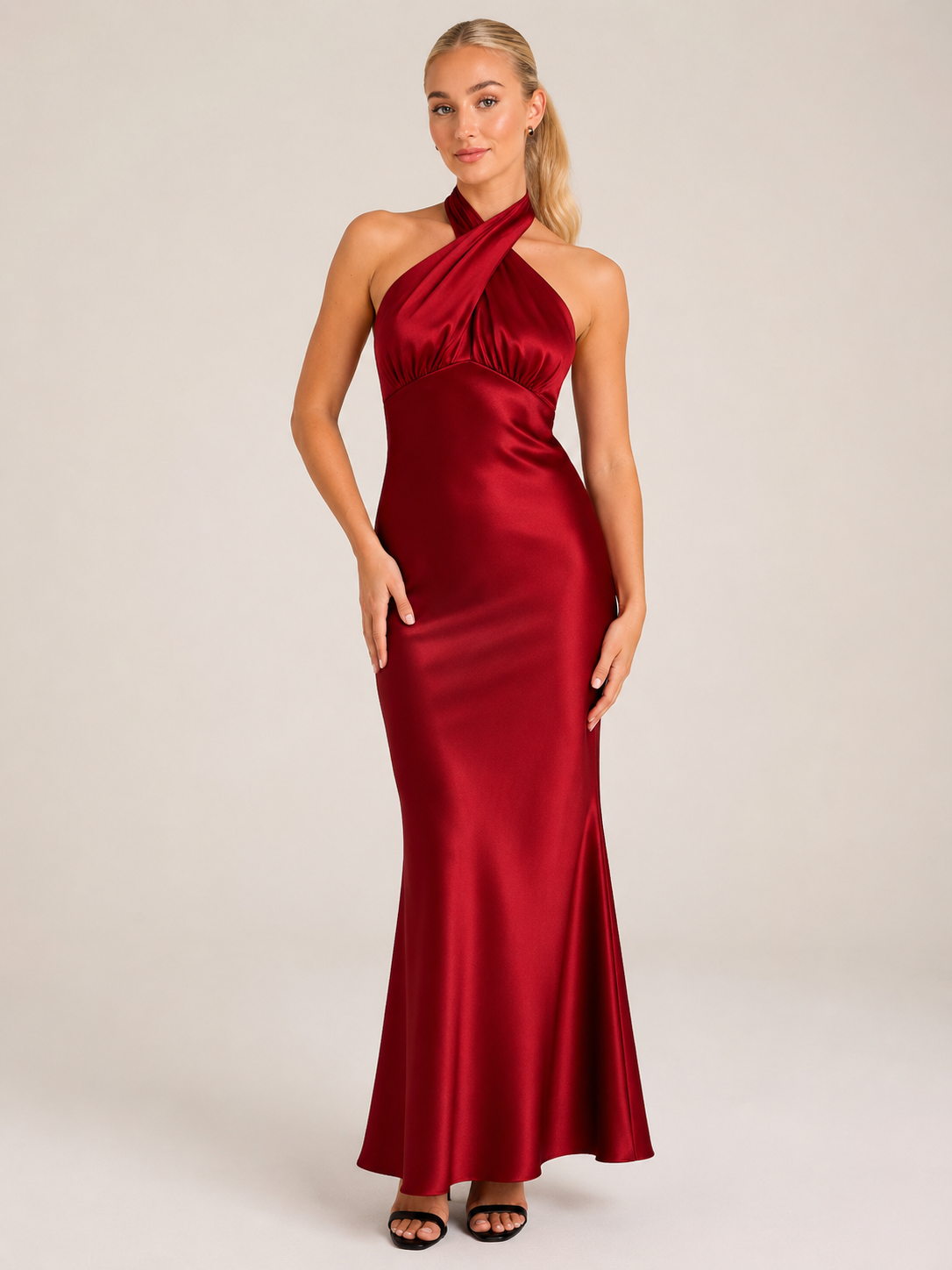 Sukienka Wieczorowa Damska | Halter | Odkryte Plecy | Sukienka Maxi | Elegancka Sukienka na Galę