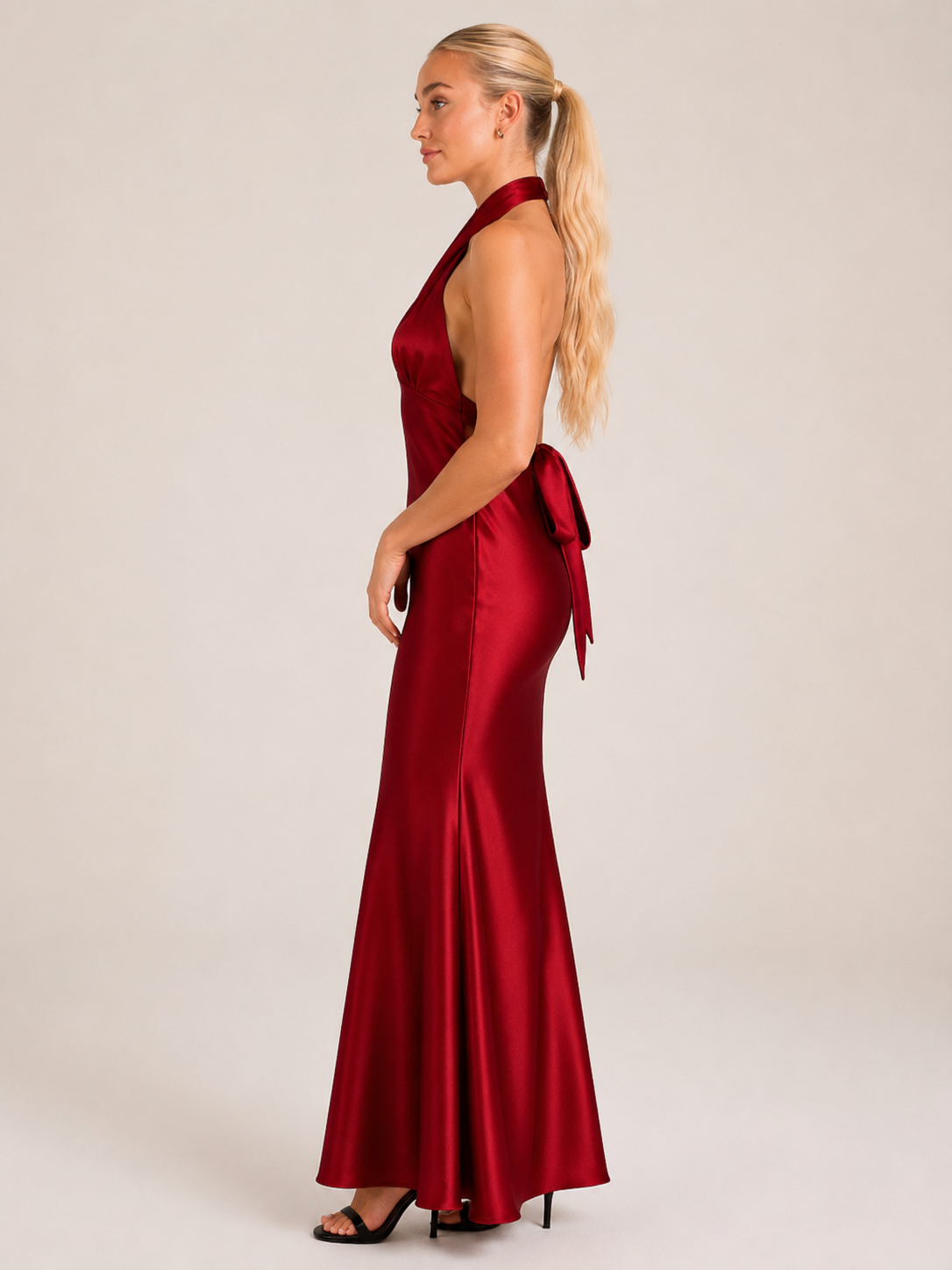 Sukienka Wieczorowa Damska | Halter | Odkryte Plecy | Sukienka Maxi | Elegancka Sukienka na Galę