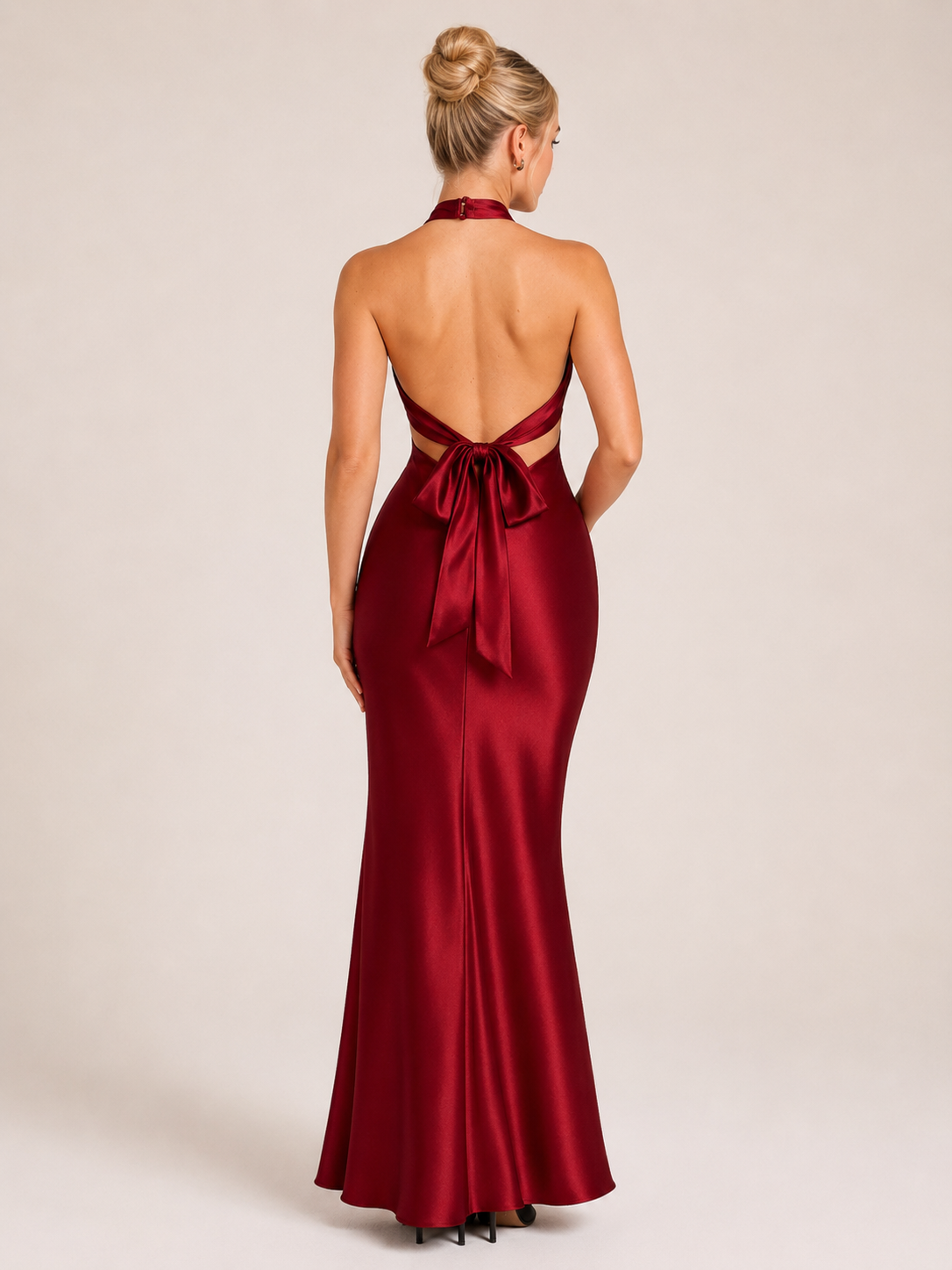 Sukienka Wieczorowa Damska | Halter | Odkryte Plecy | Sukienka Maxi | Elegancka Sukienka na Galę