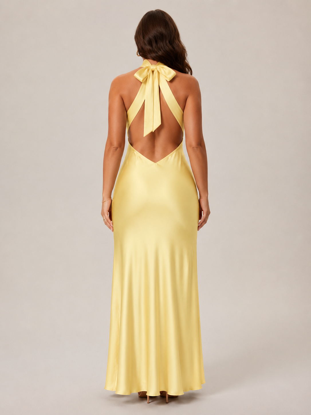 Sukienka Maxi Damska | Halter | Odkryte Plecy | Boczne Rozcięcie | Elegancka Sukienka na Wesele