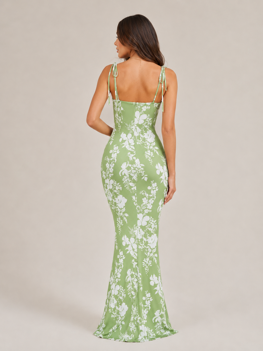 Niebieska Sukienka Maxi w Kwiaty | Sukienka Damska | Detale Kokardy | Elegancka Sukienka Letnia