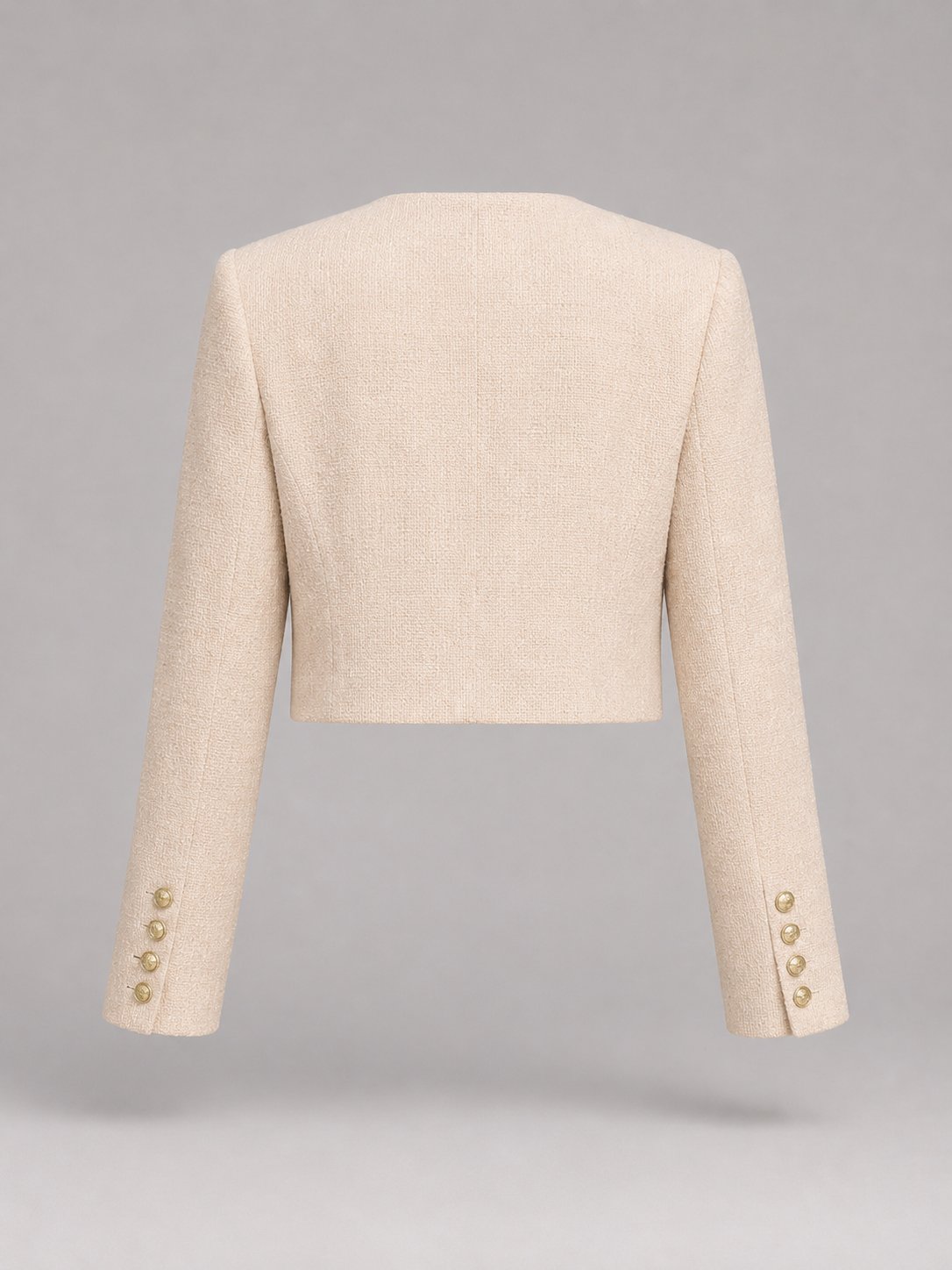 Kurtka Tweedowa Damska | Krótka Kurtka Bouclé | Złote Guziki | Elegancka Kurtka Damska