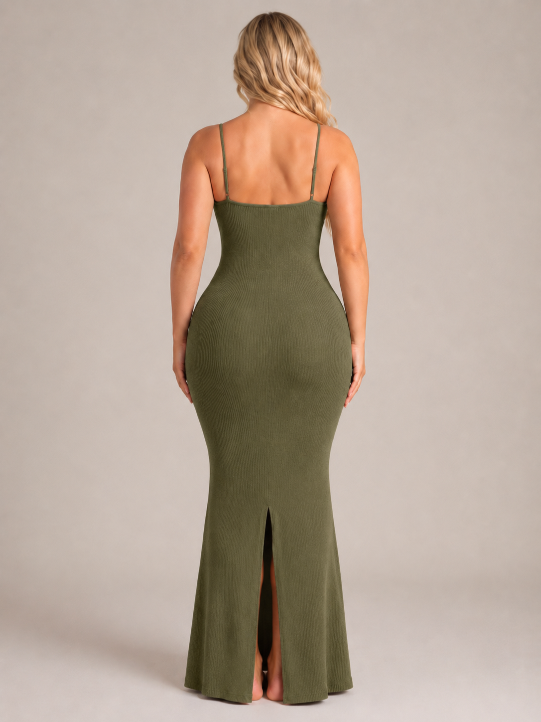 Modelująca Sukienka Maxi Damska | Wbudowany Shapewear | Dopasowany Krój | Spaghetti Ramiączka