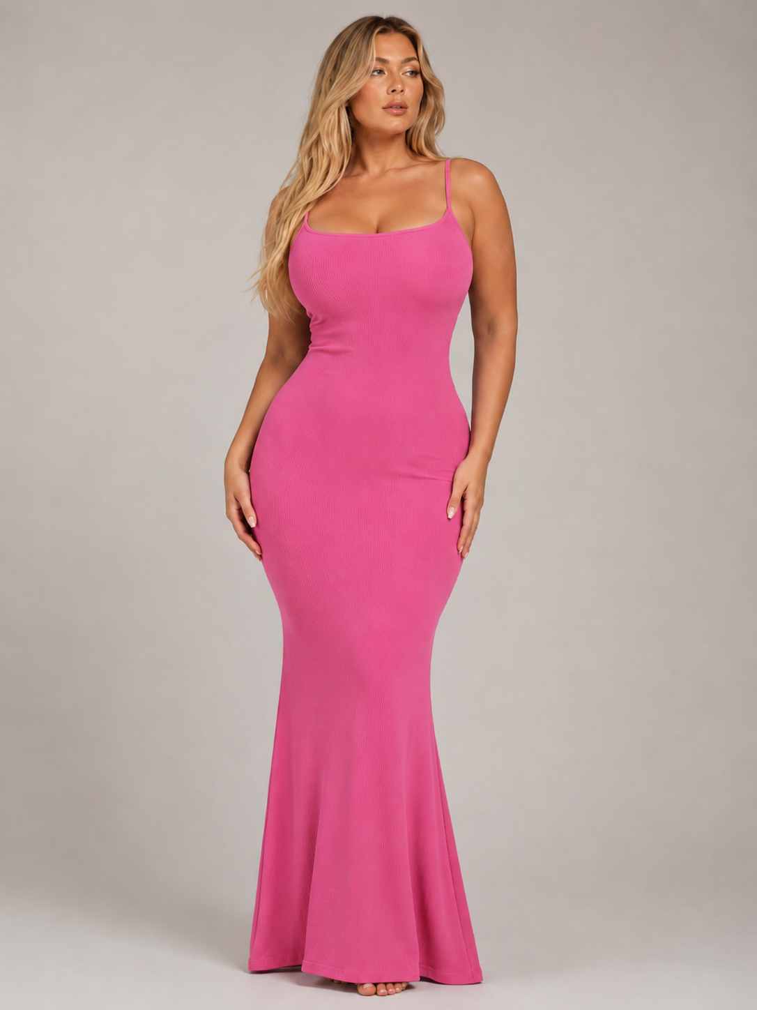 Modelująca Sukienka Maxi Damska | Wbudowany Shapewear | Dopasowany Krój | Spaghetti Ramiączka