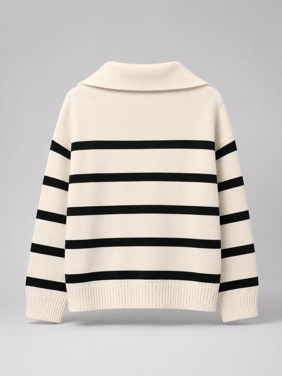 Pasiasty Sweter Damski | Sweter z Półzamkiem | Luźny Krój | Sweter Jesienny | Damski Sweter w Paski