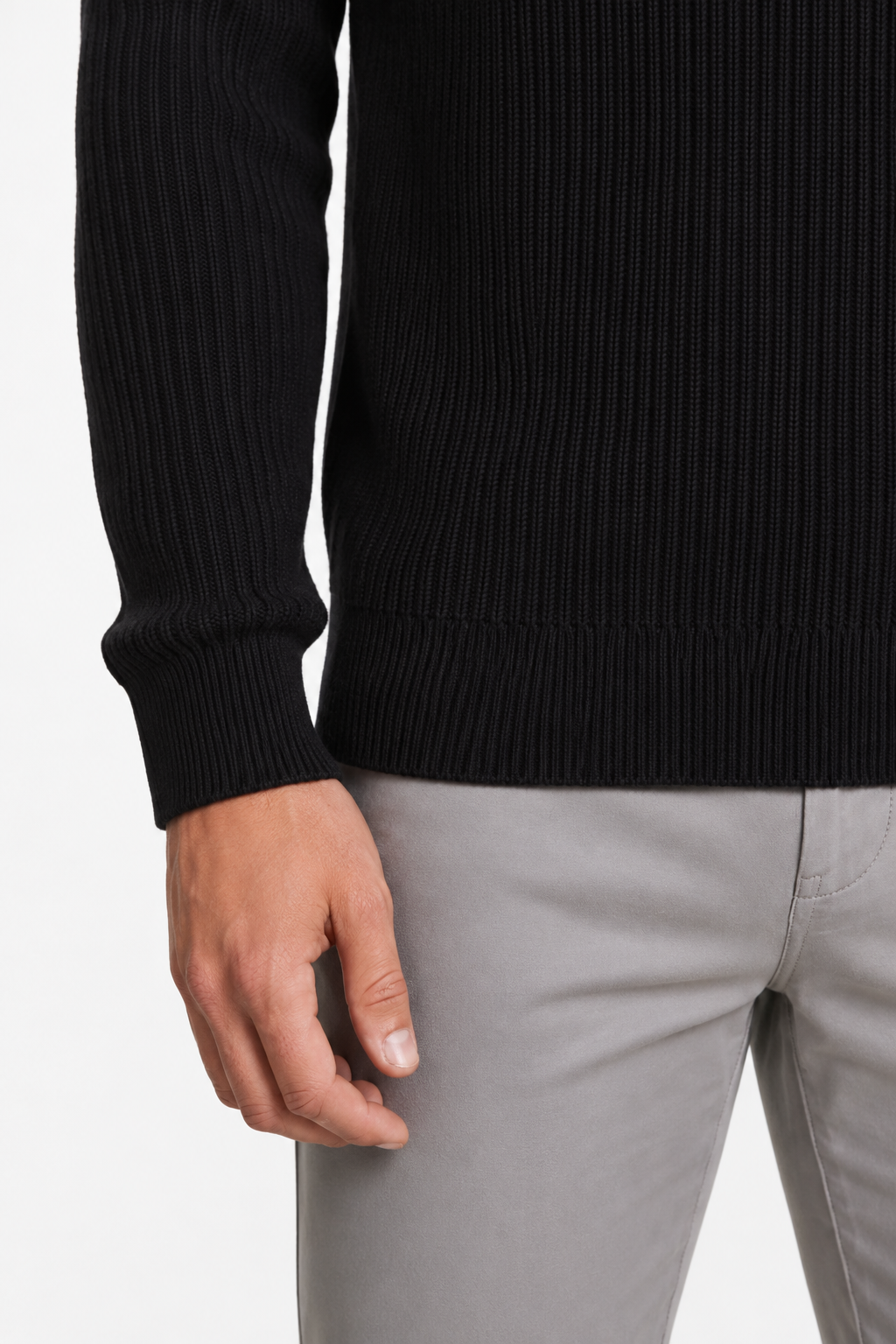 Sweter Męski z Półzamkiem | Dzianinowy Sweter Męski | Stójka | Regularny Krój | Sweter na Jesień