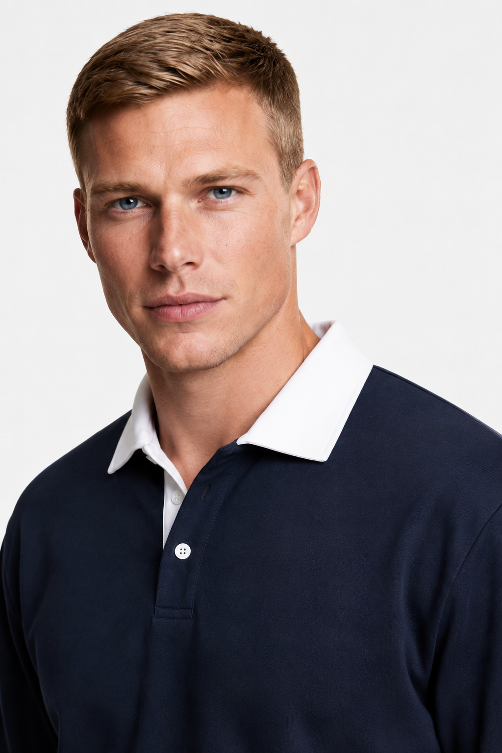 Męska Bluza Polo | Polarowa Bluza Męska | Kontrastowy Kołnierzyk | Regularny Krój | Ciepła Bluza Męska