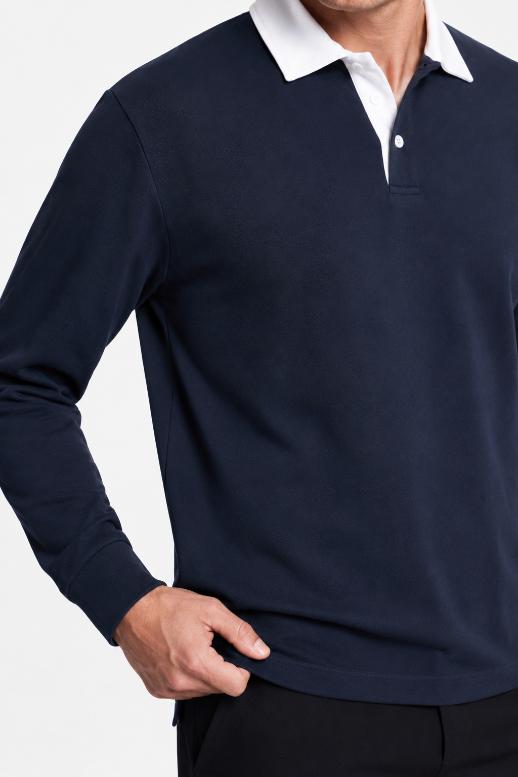 Męska Bluza Polo | Polarowa Bluza Męska | Kontrastowy Kołnierzyk | Regularny Krój | Ciepła Bluza Męska