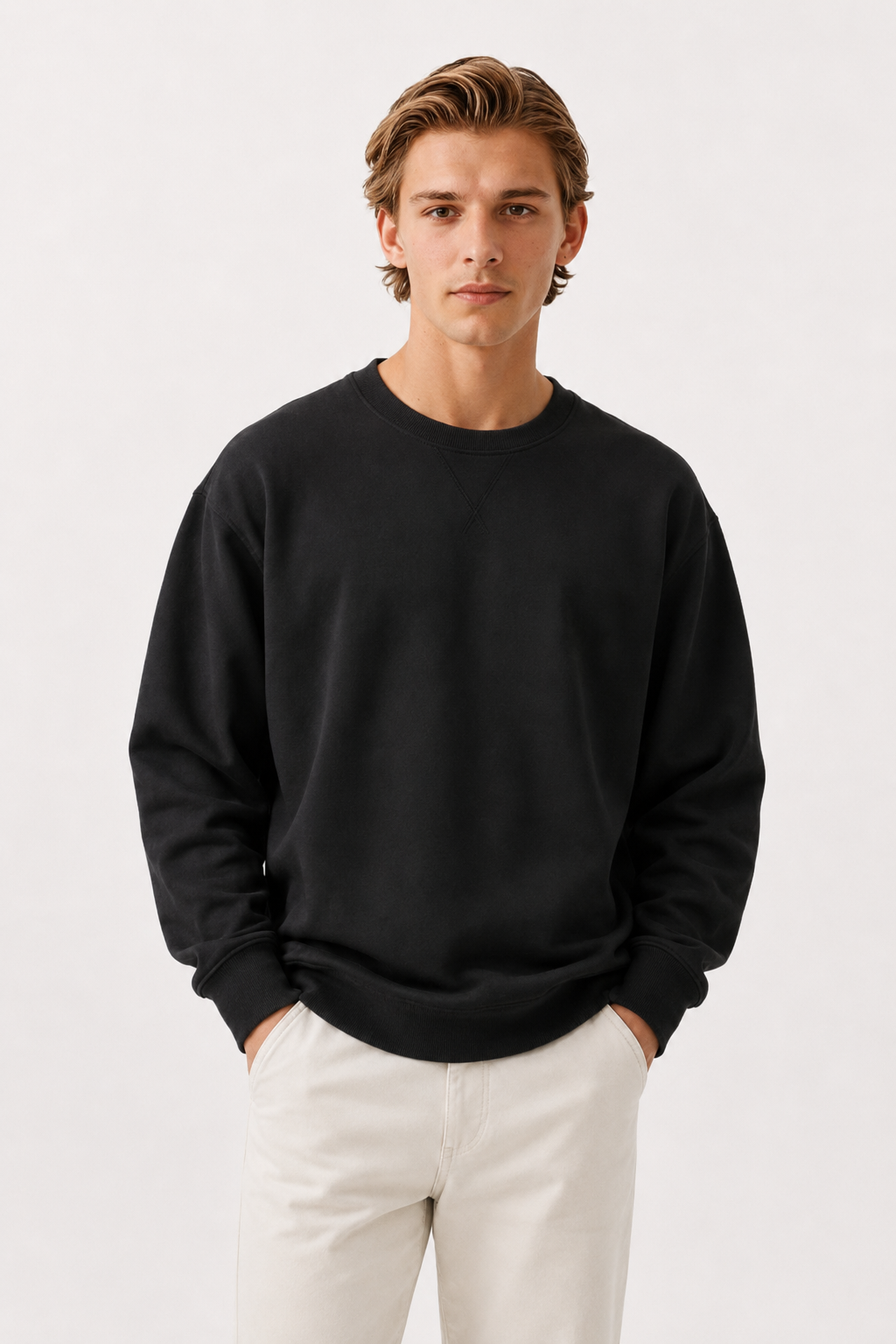 Sweter Męski Oversize | Gruby Sweter Dzianinowy | Okrągły Dekolt | Luźny Krój | Sweter Jesienny Męski