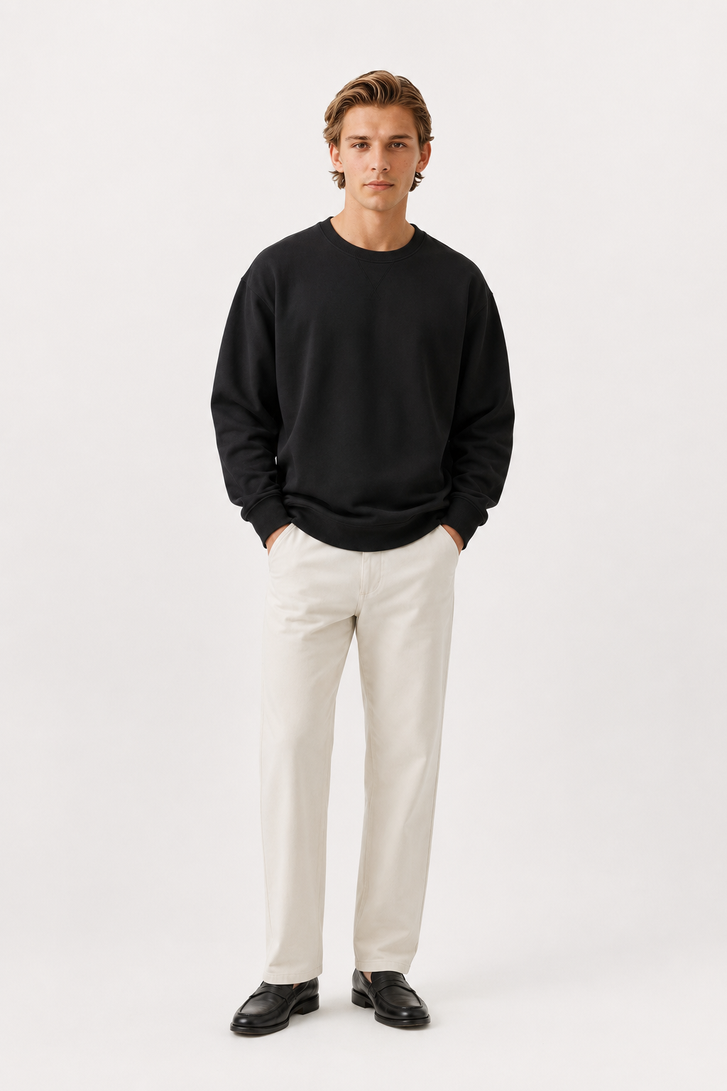 Sweter Męski Oversize | Gruby Sweter Dzianinowy | Okrągły Dekolt | Luźny Krój | Sweter Jesienny Męski