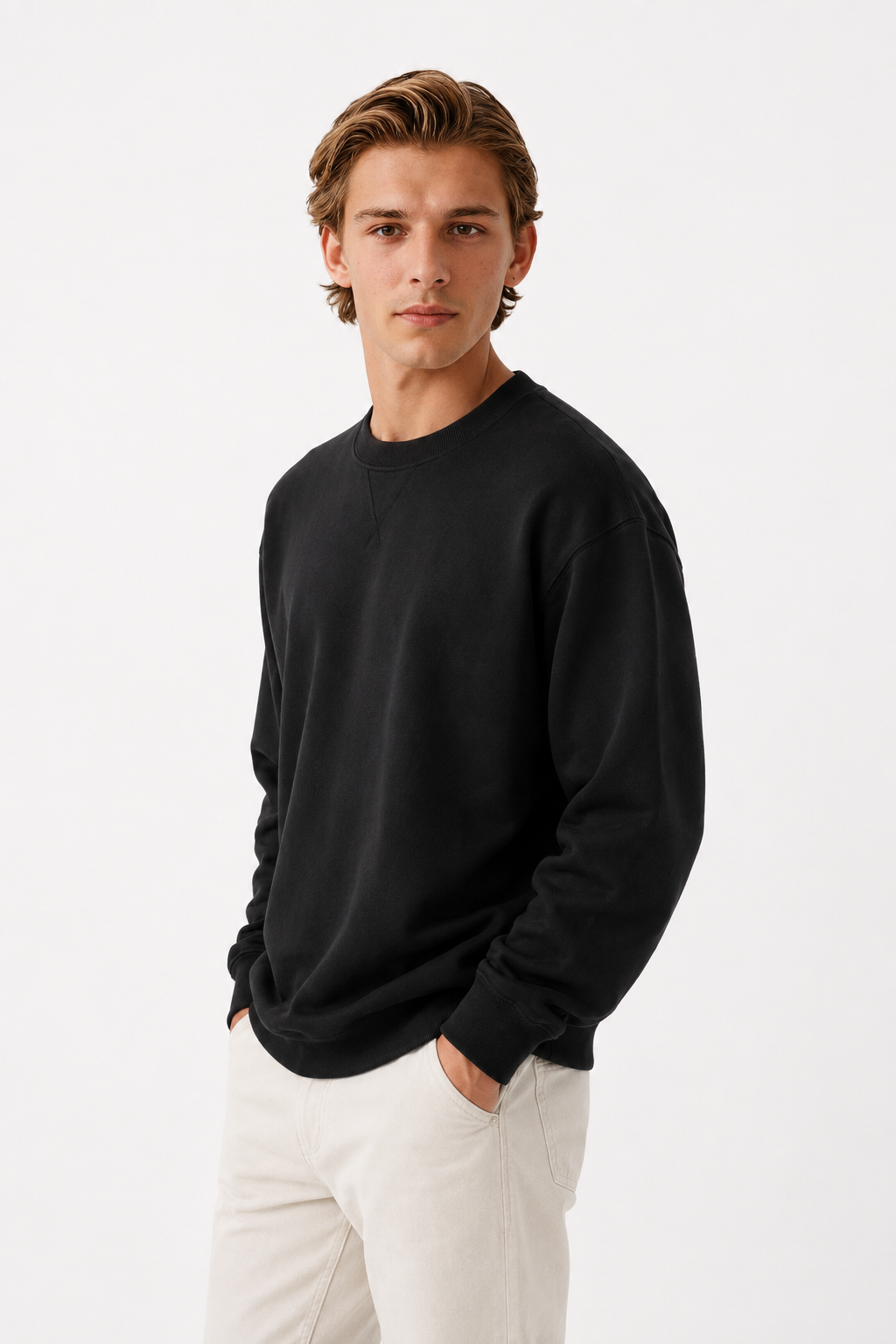 Sweter Męski Oversize | Gruby Sweter Dzianinowy | Okrągły Dekolt | Luźny Krój | Sweter Jesienny Męski